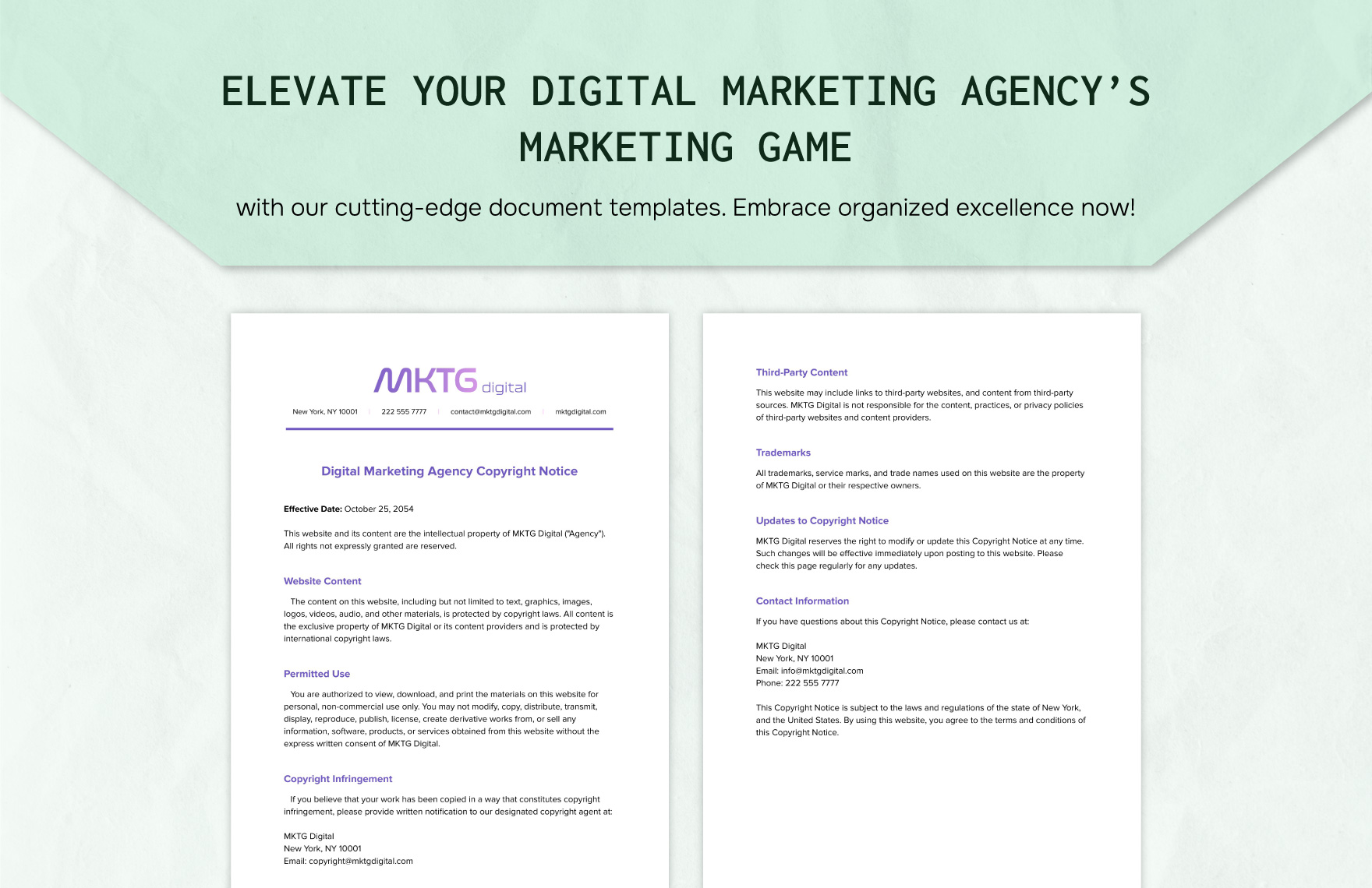 Digital Marketing Agency Copyright Notice Template