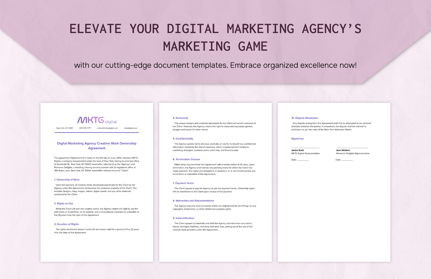 Digital Marketing Agency Creative Work Ownership Agreement Template