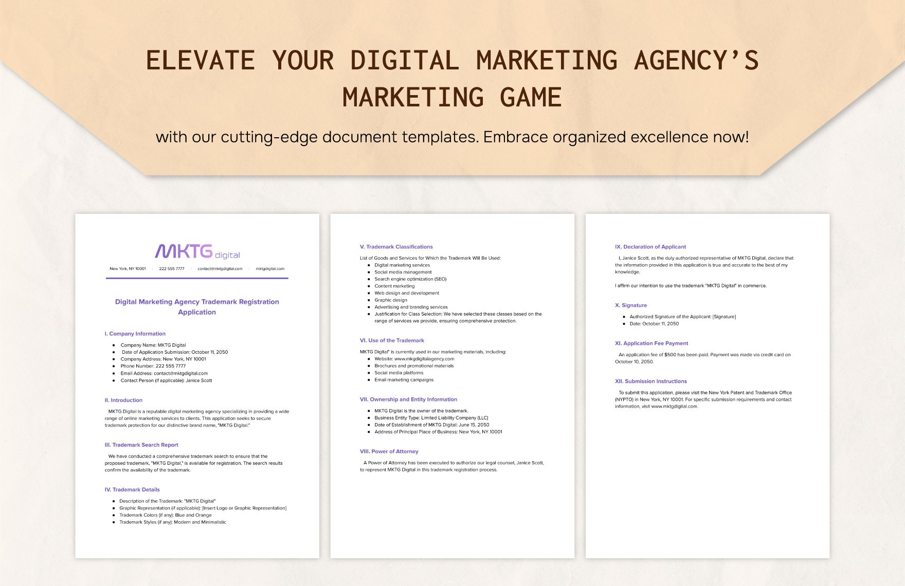 Digital Marketing Agency Trademark Registration Application Template