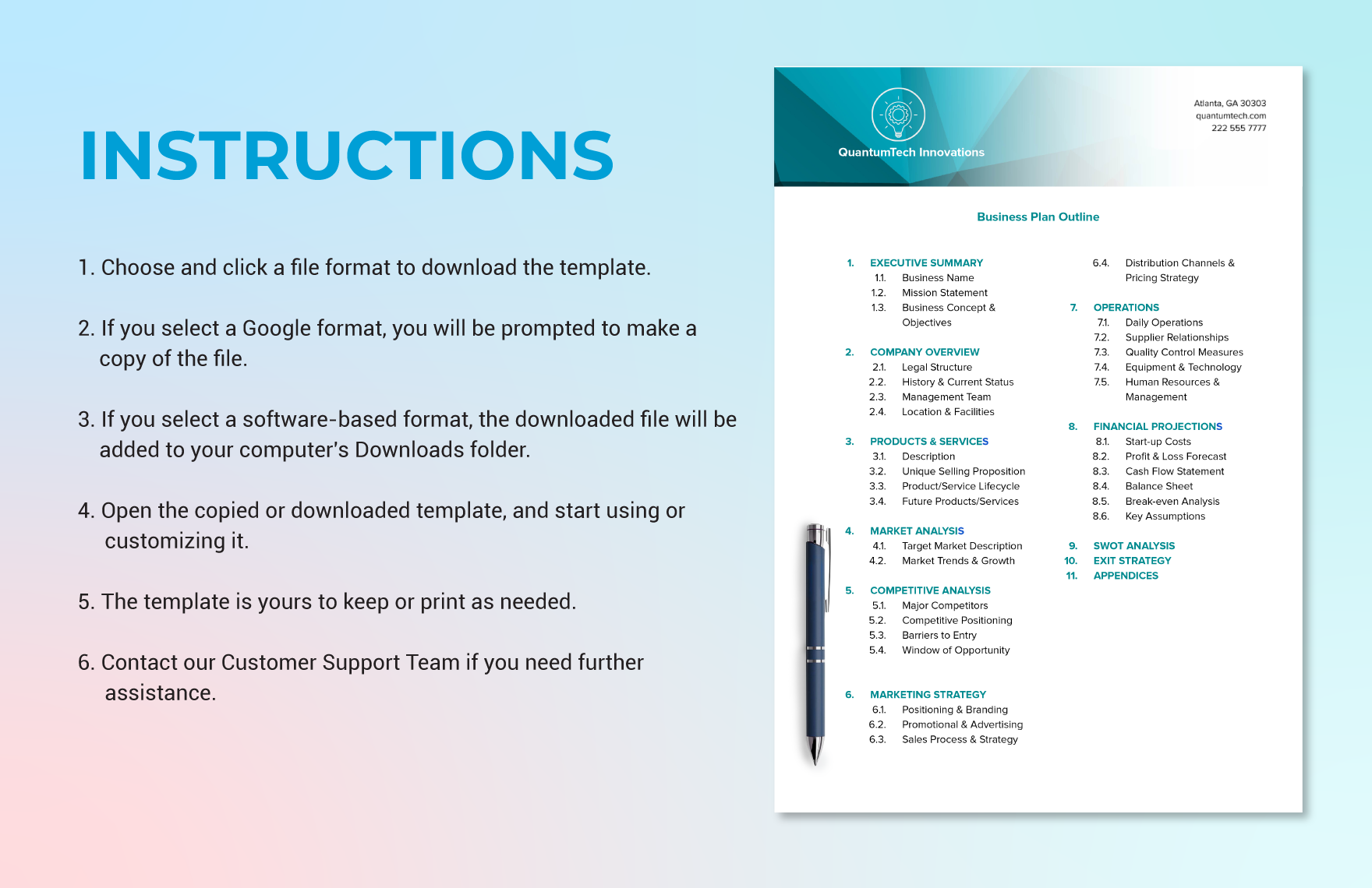 Business Plan Outline Template