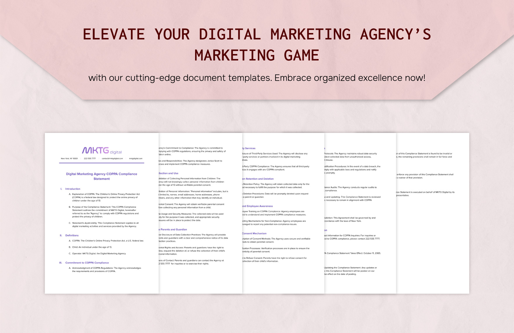 Digital Marketing Agency COPPA Compliance Statement Template