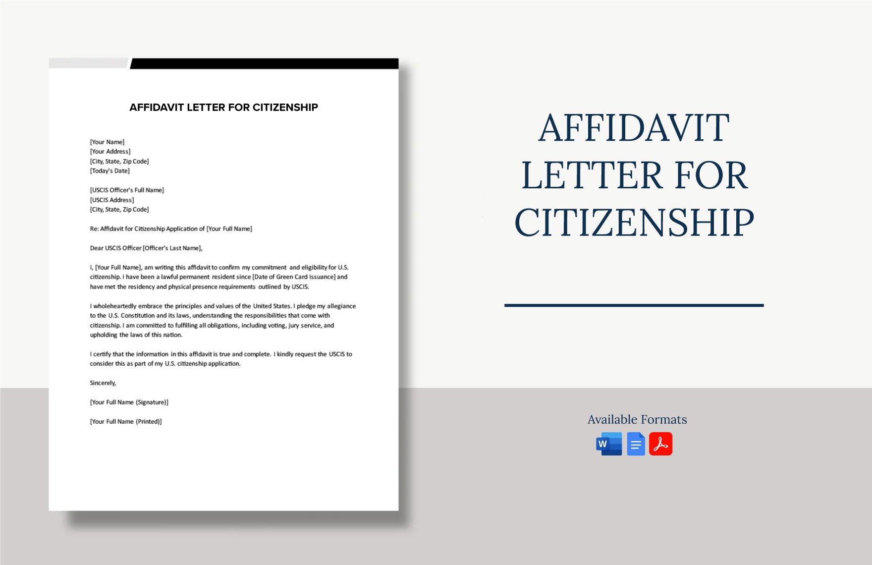 Affidavit Letter For Citizenship in Word, Google Docs, PDF