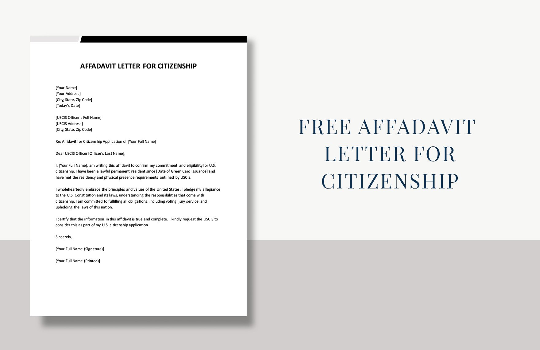 Affidavit Letter For Citizenship