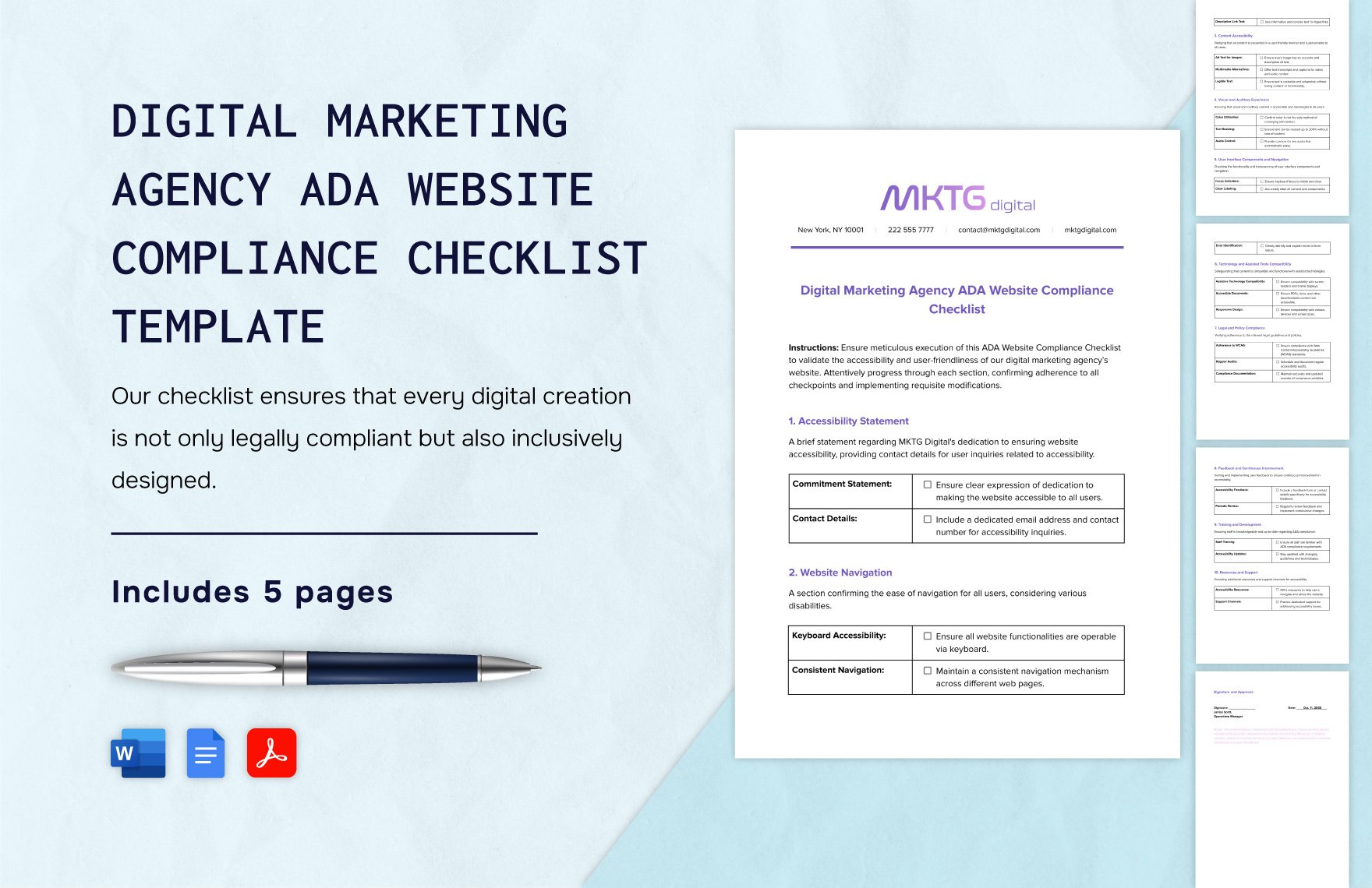 Digital Marketing Agency ADA Website Compliance Checklist Template