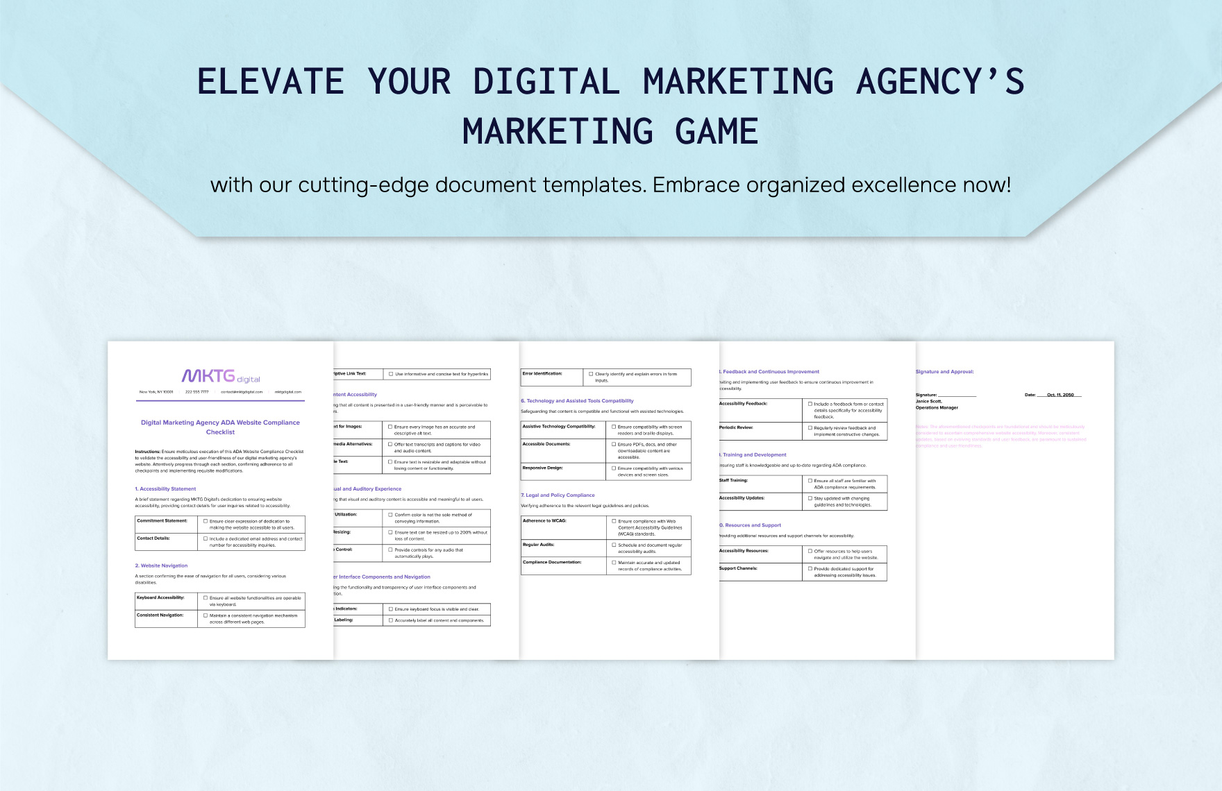 Digital Marketing Agency ADA Website Compliance Checklist Template