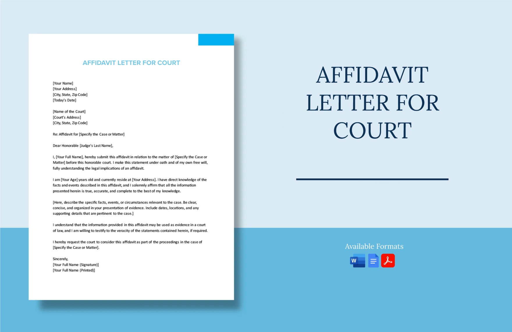 Affidavit Letter For Court