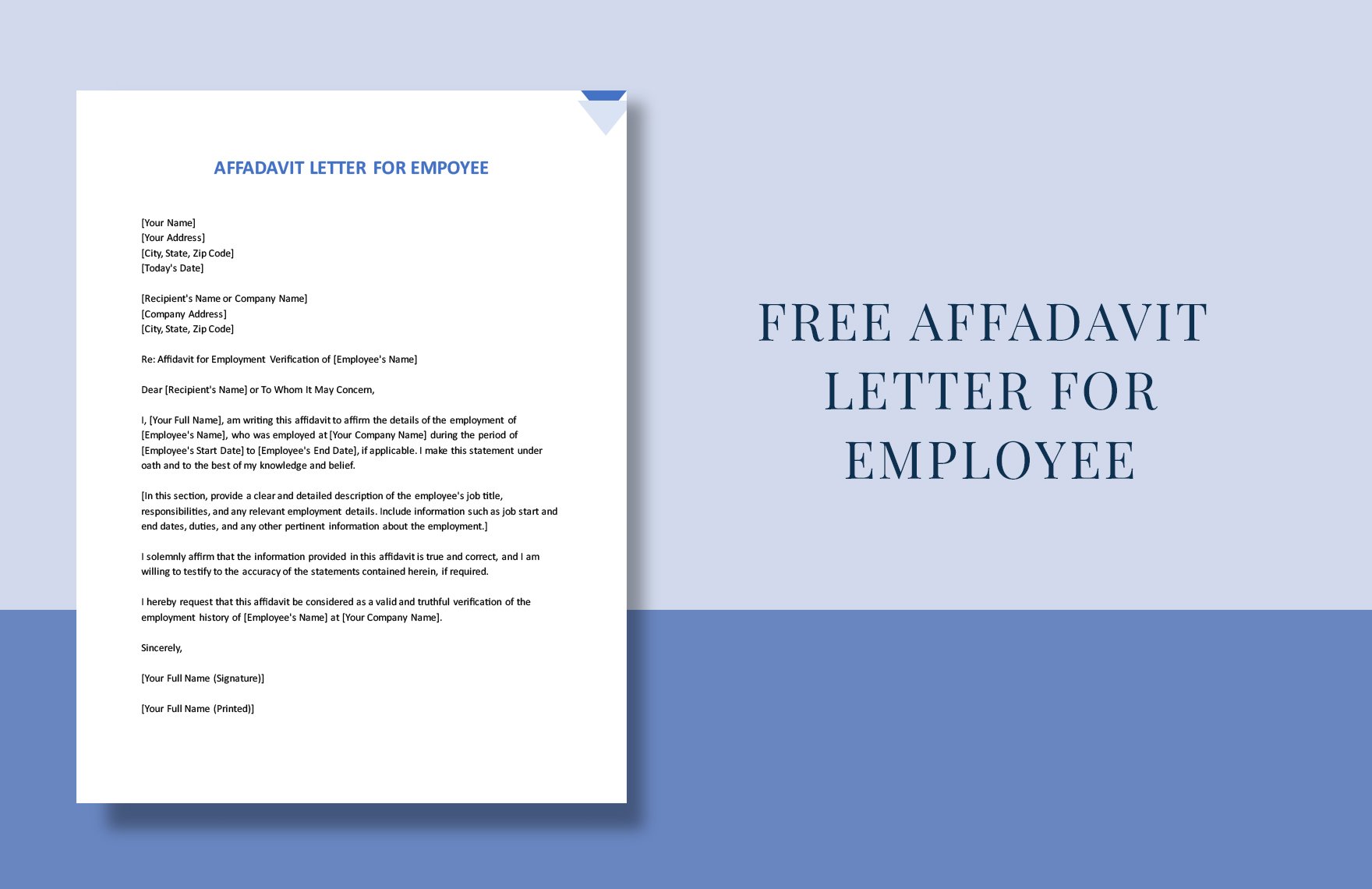 Affidavit Letter For Employee