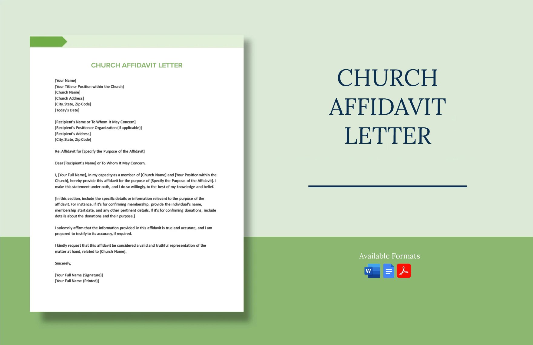 Church Affidavit Letter in Word, Google Docs, PDF