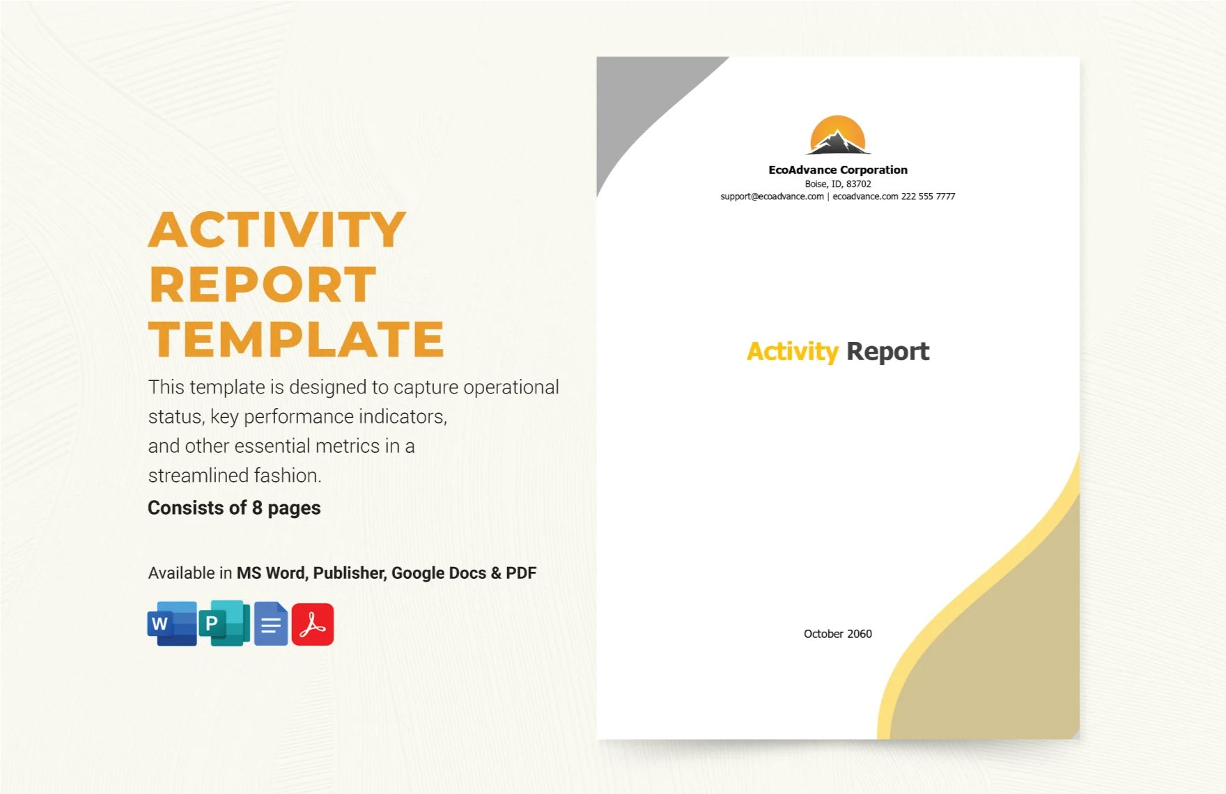 Free Activity Report Template in Word, Google Docs, PDF, Publisher