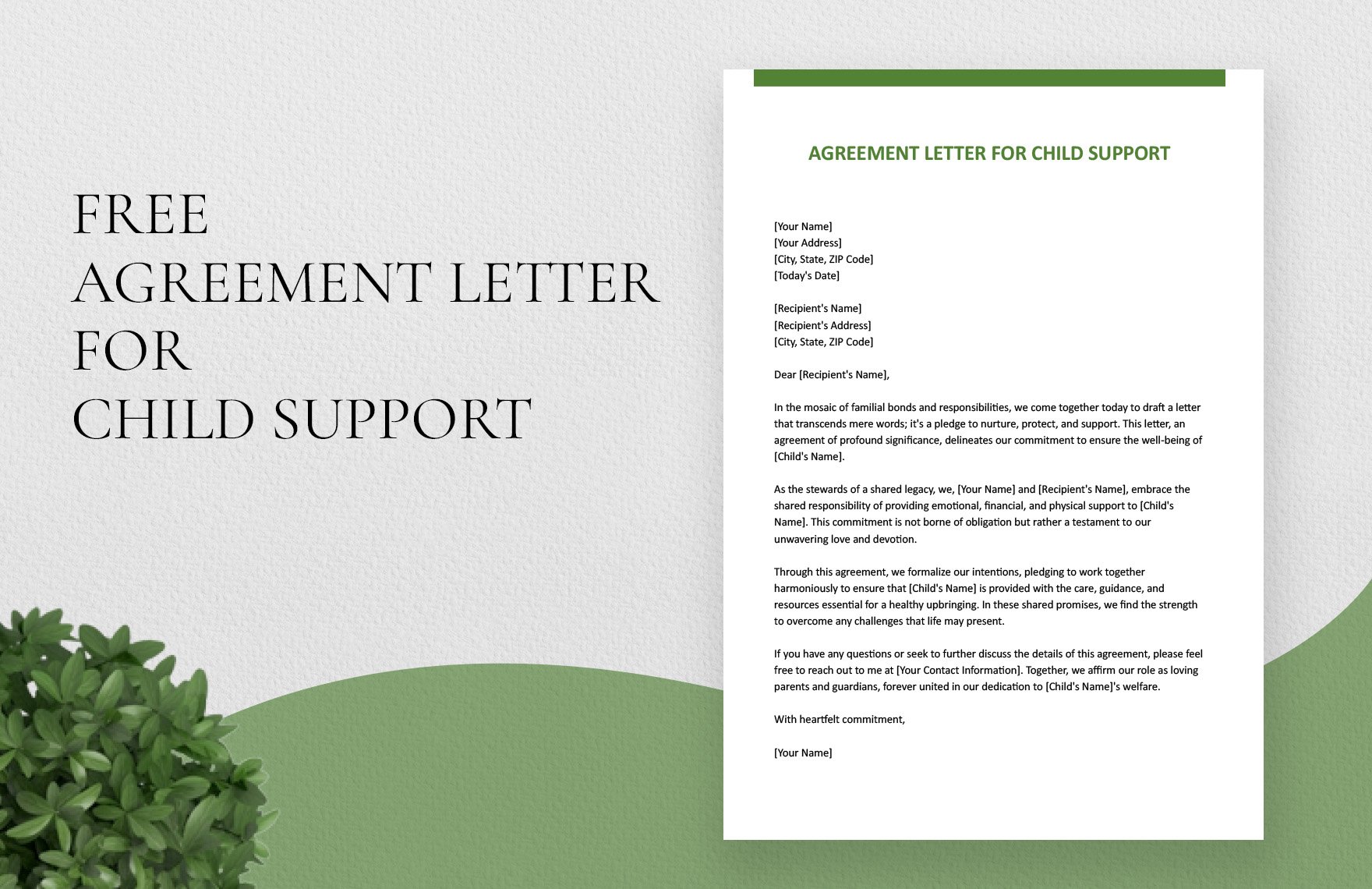 Agreement Letter For Child Support