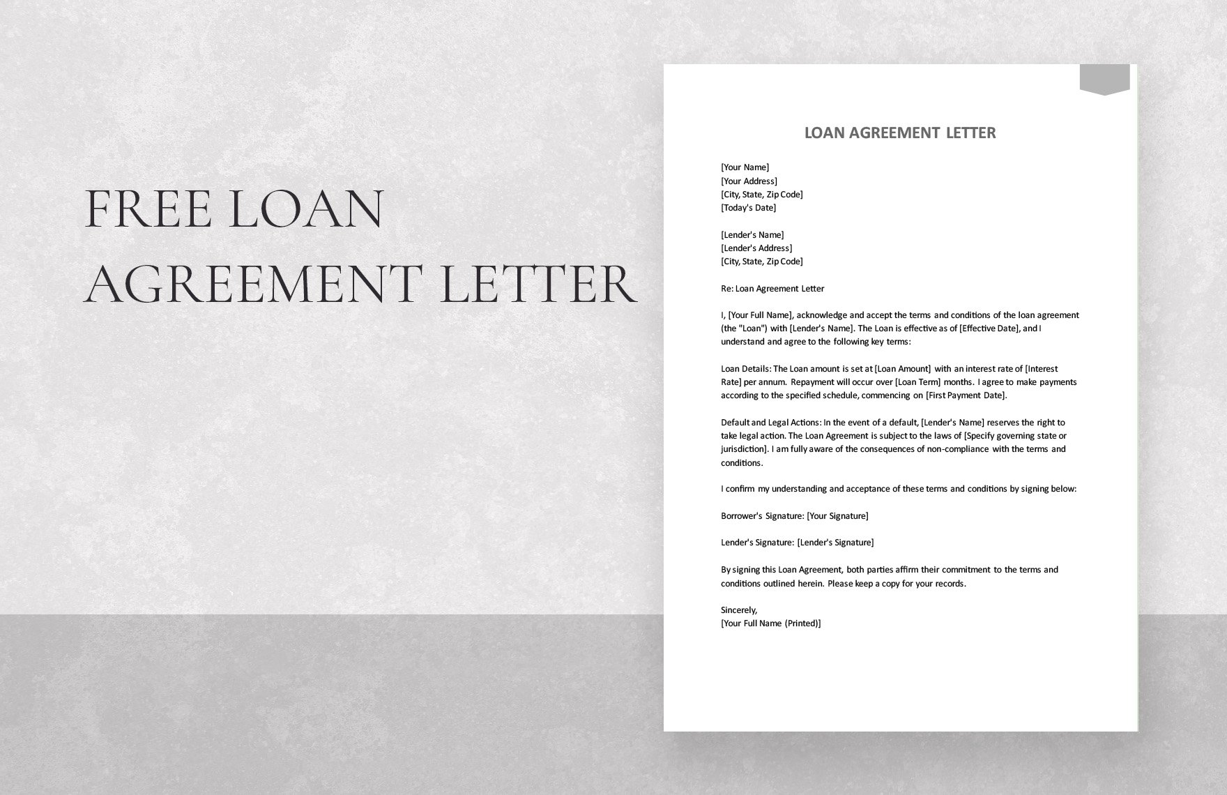 Loan Agreement Letter