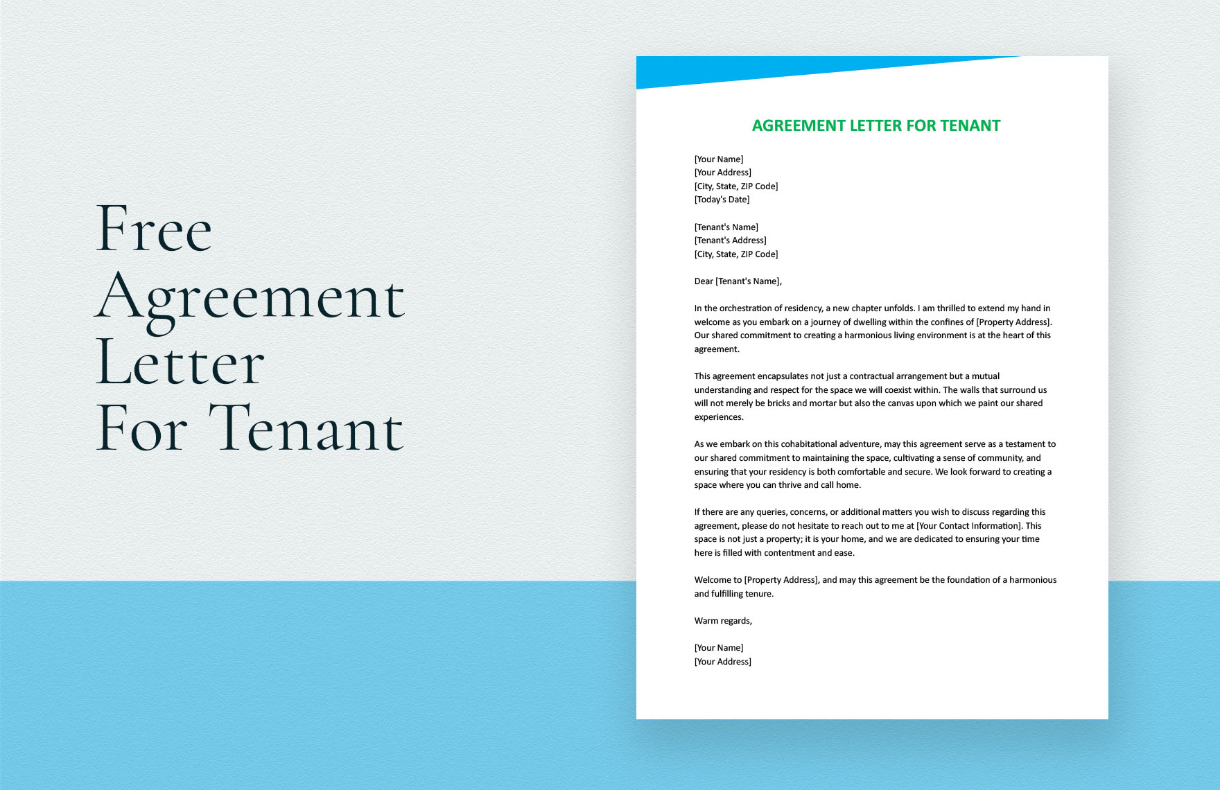 Agreement Letter For Tenant in Word, Google Docs