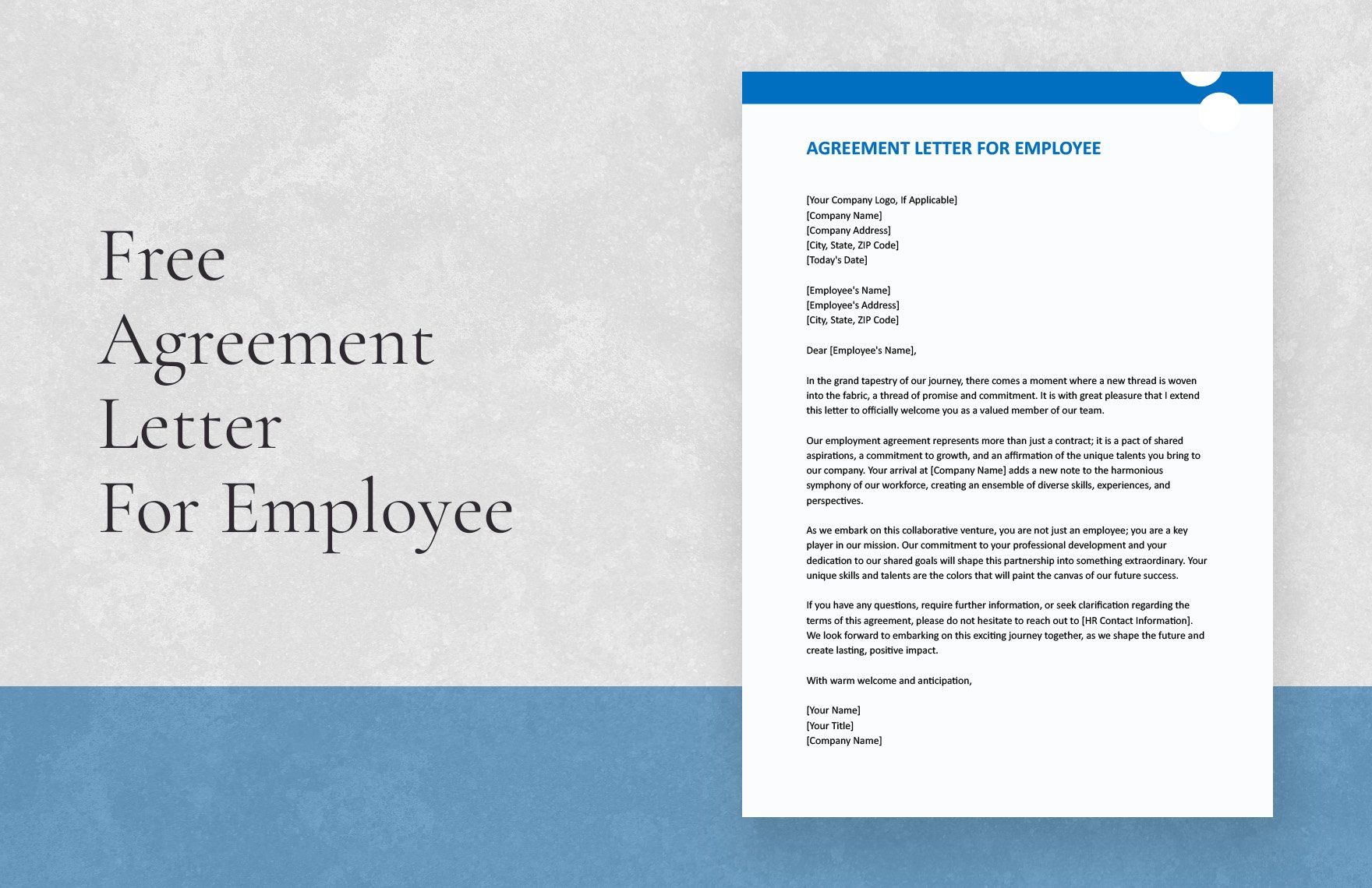 Agreement Letter For Employee in Word, Google Docs