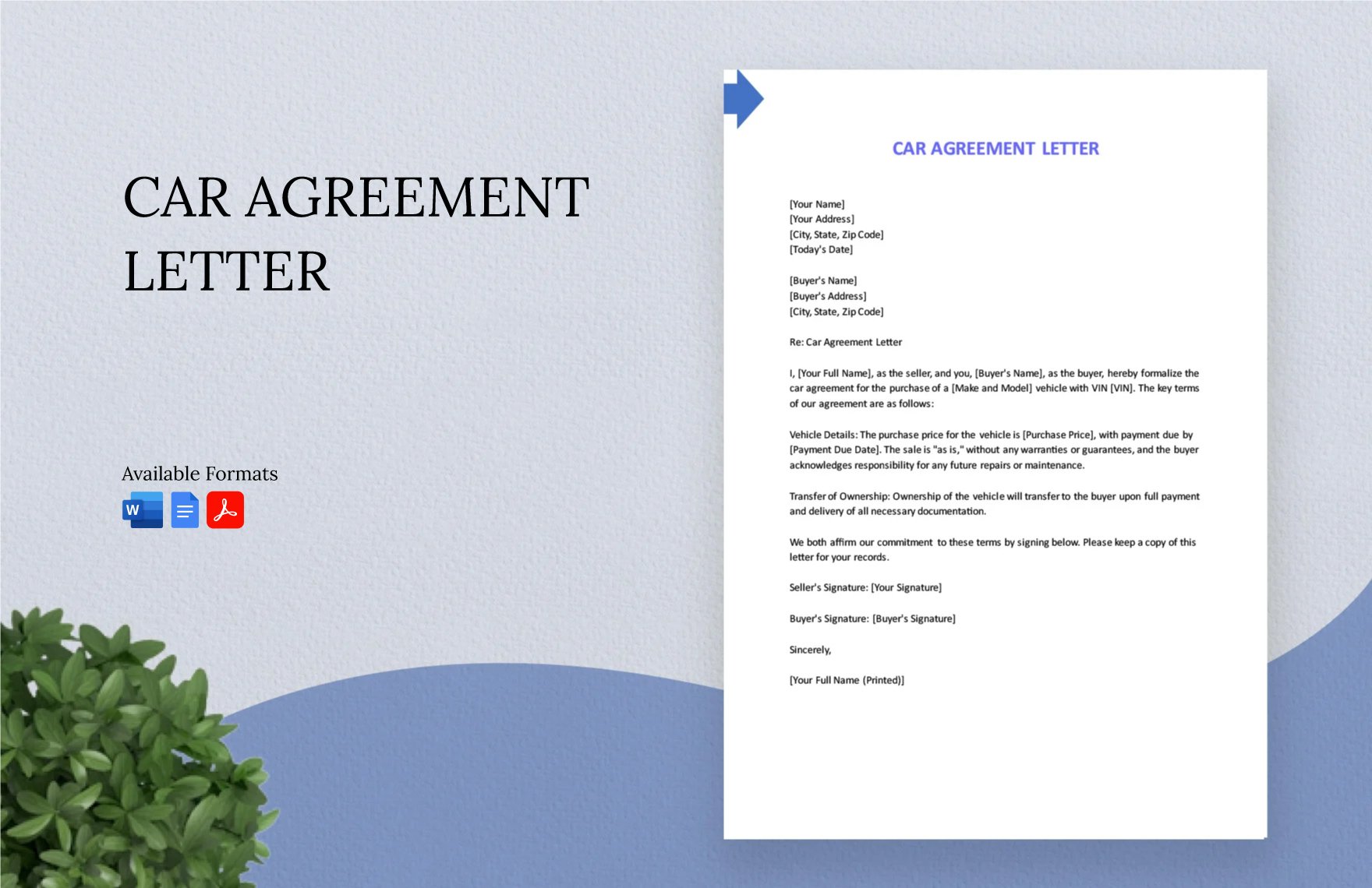 Car Agreement Letter in Word, Google Docs, PDF