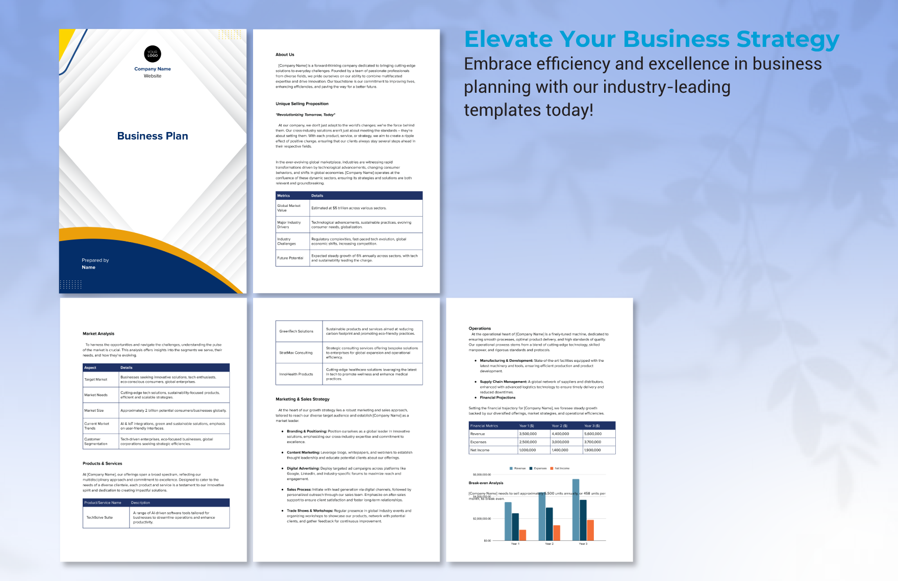 business plan editable format