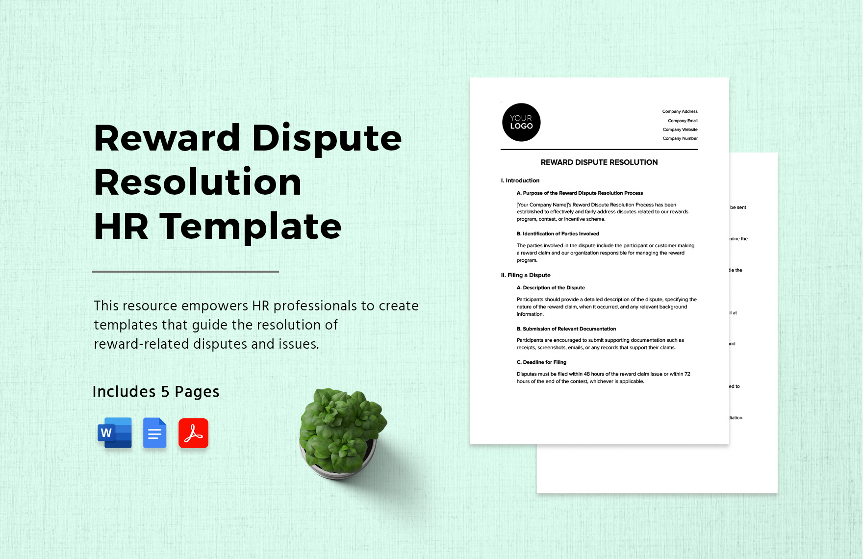 Reward Dispute Resolution HR Template in Word, Google Docs, PDF