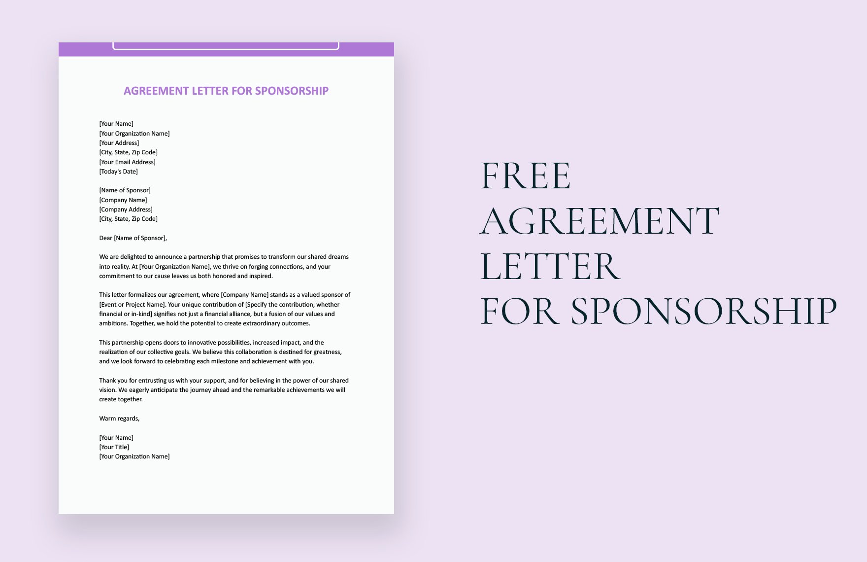 Agreement Letter For Sponsorship