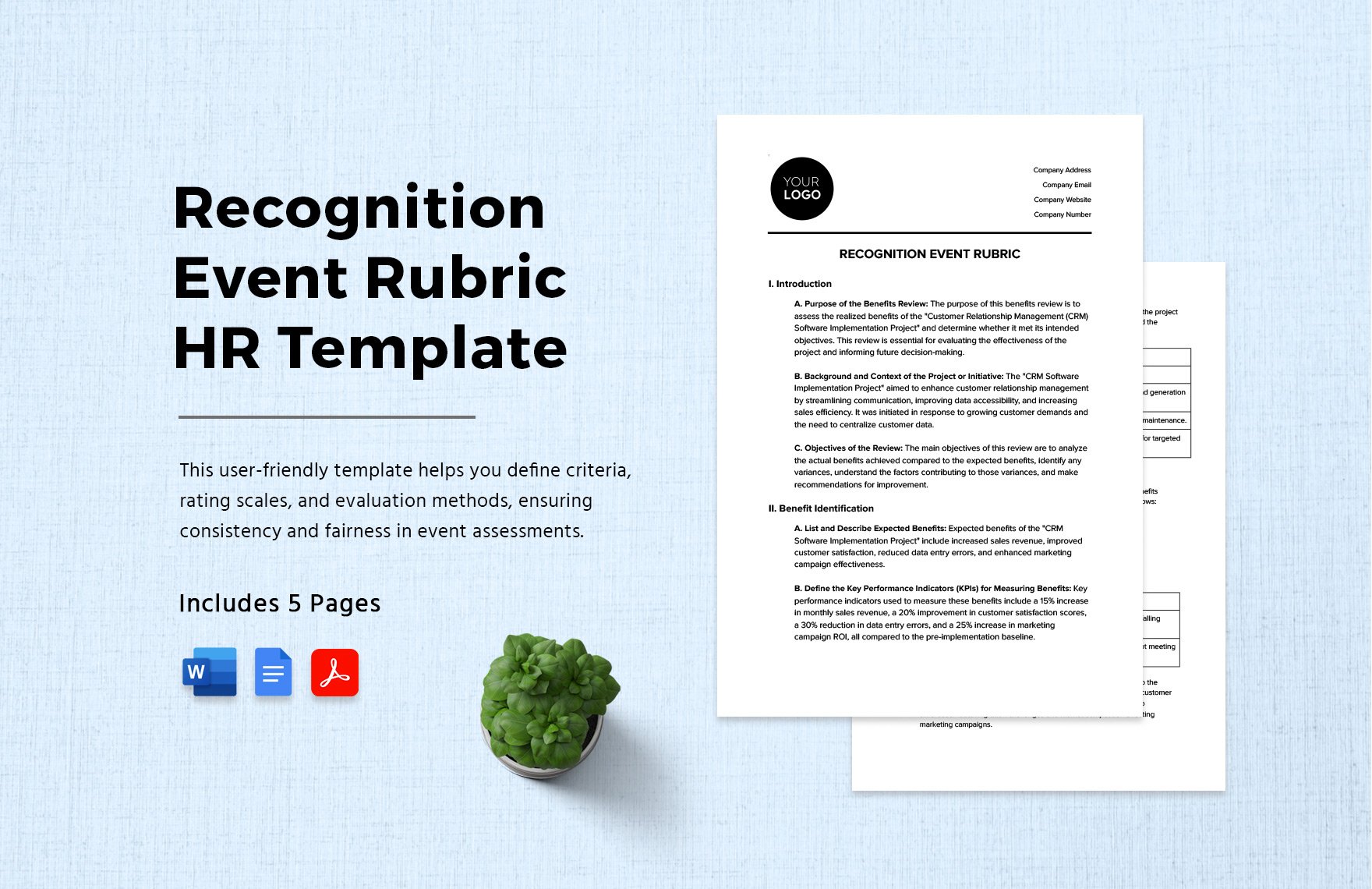 Recognition Event Rubric HR Template