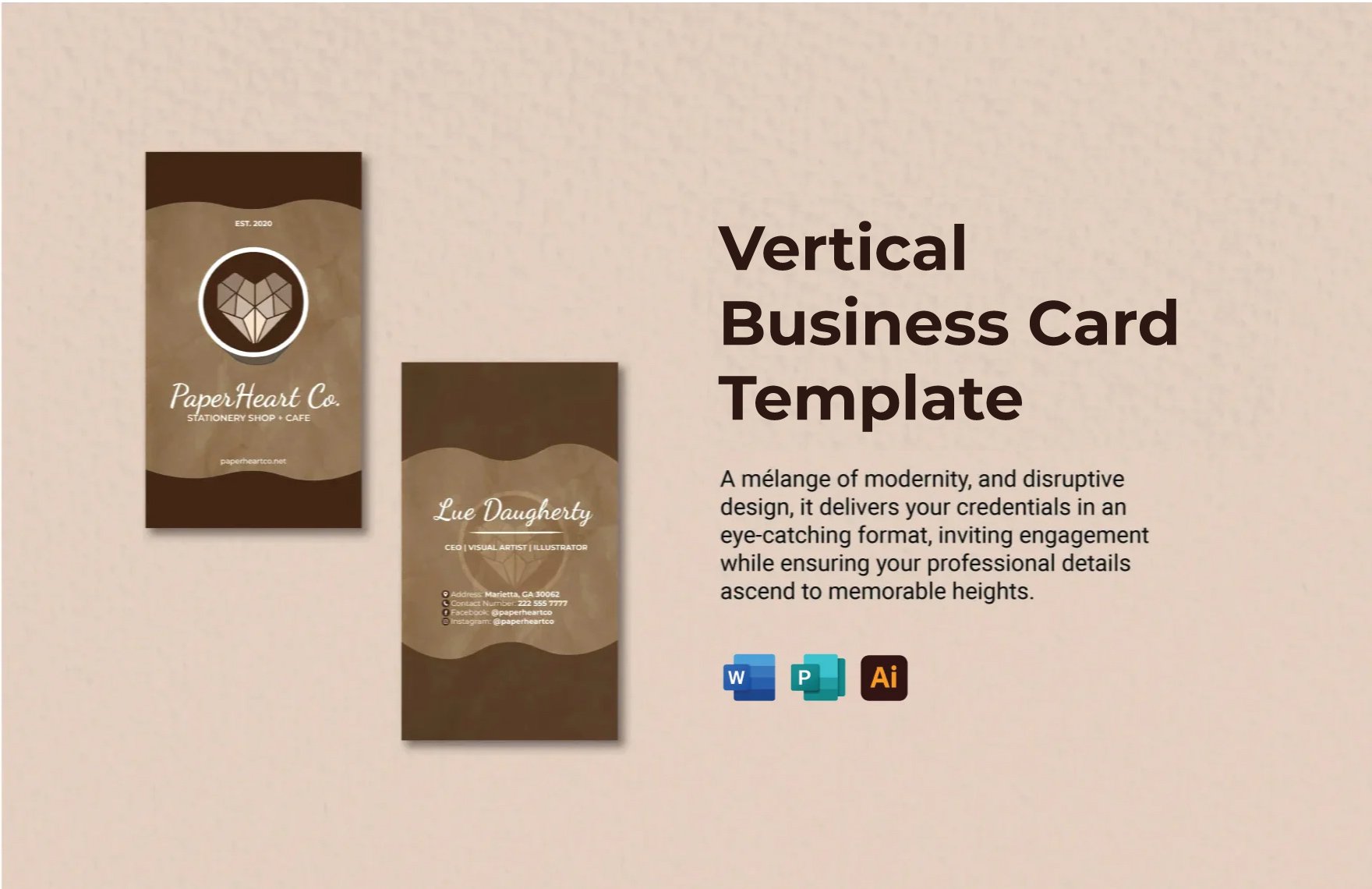 Vertical Business Card Template in Word, Illustrator, Publisher