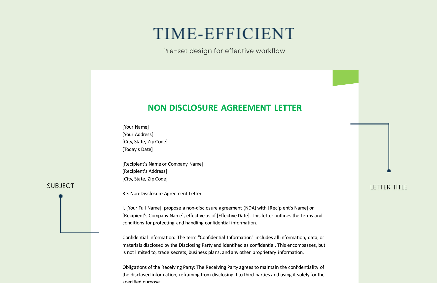 Non Disclosure Agreement Letter