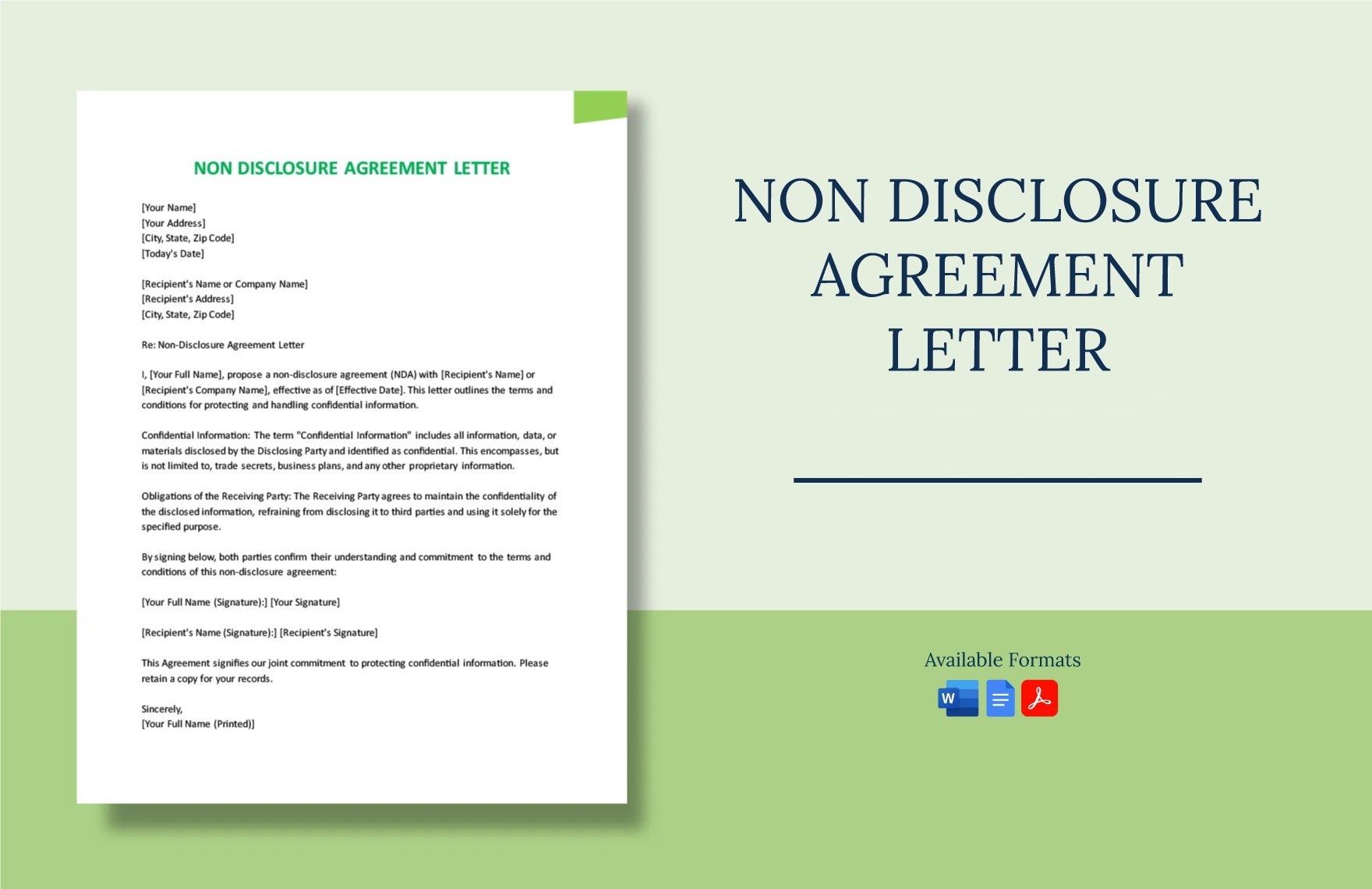 Non Disclosure Agreement Letter in Word, Google Docs, PDF
