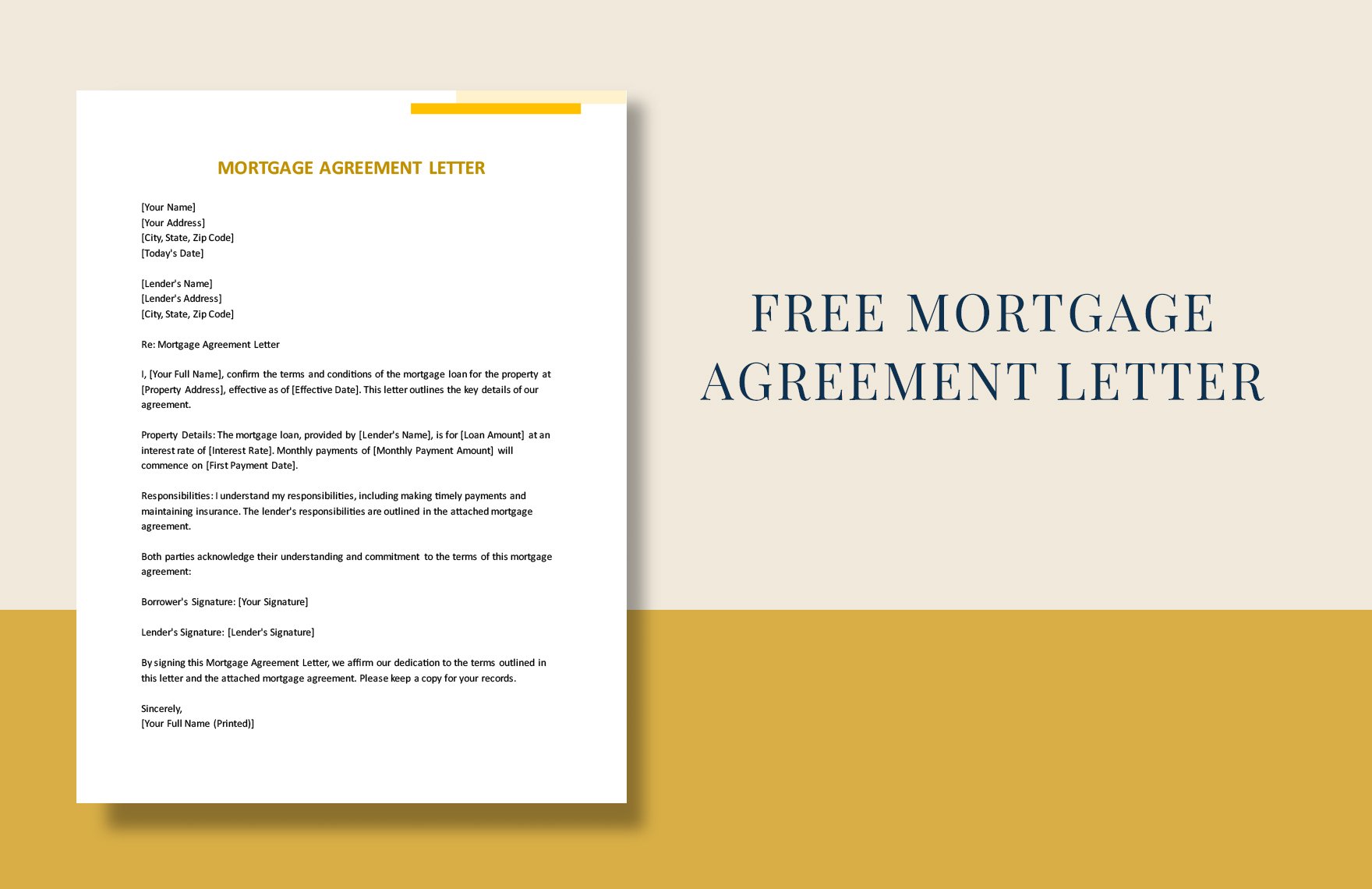 Mortgage Agreement Letter