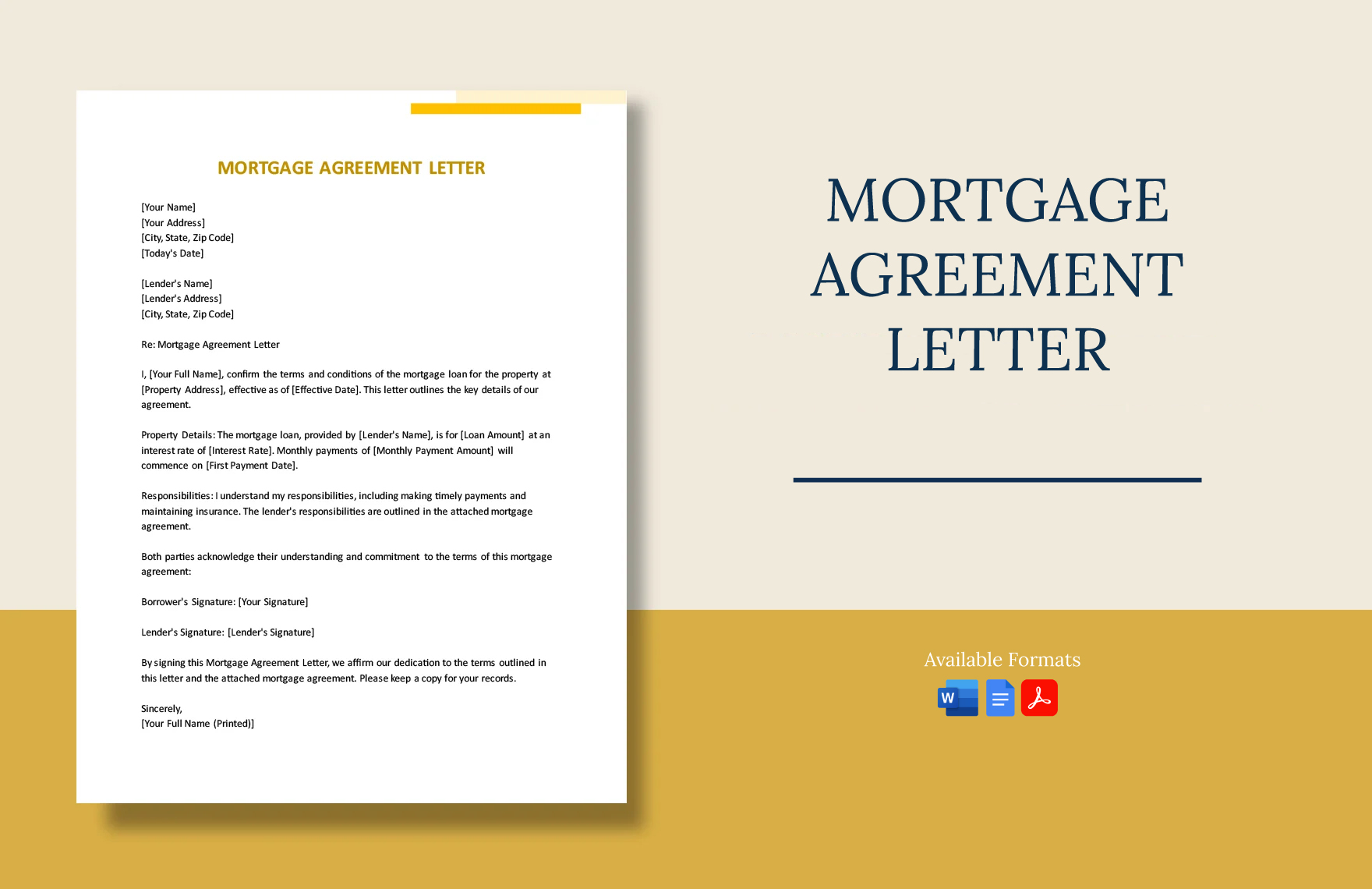 Mortgage Agreement Letter in Word, PDF, Google Docs - Download | Template.net