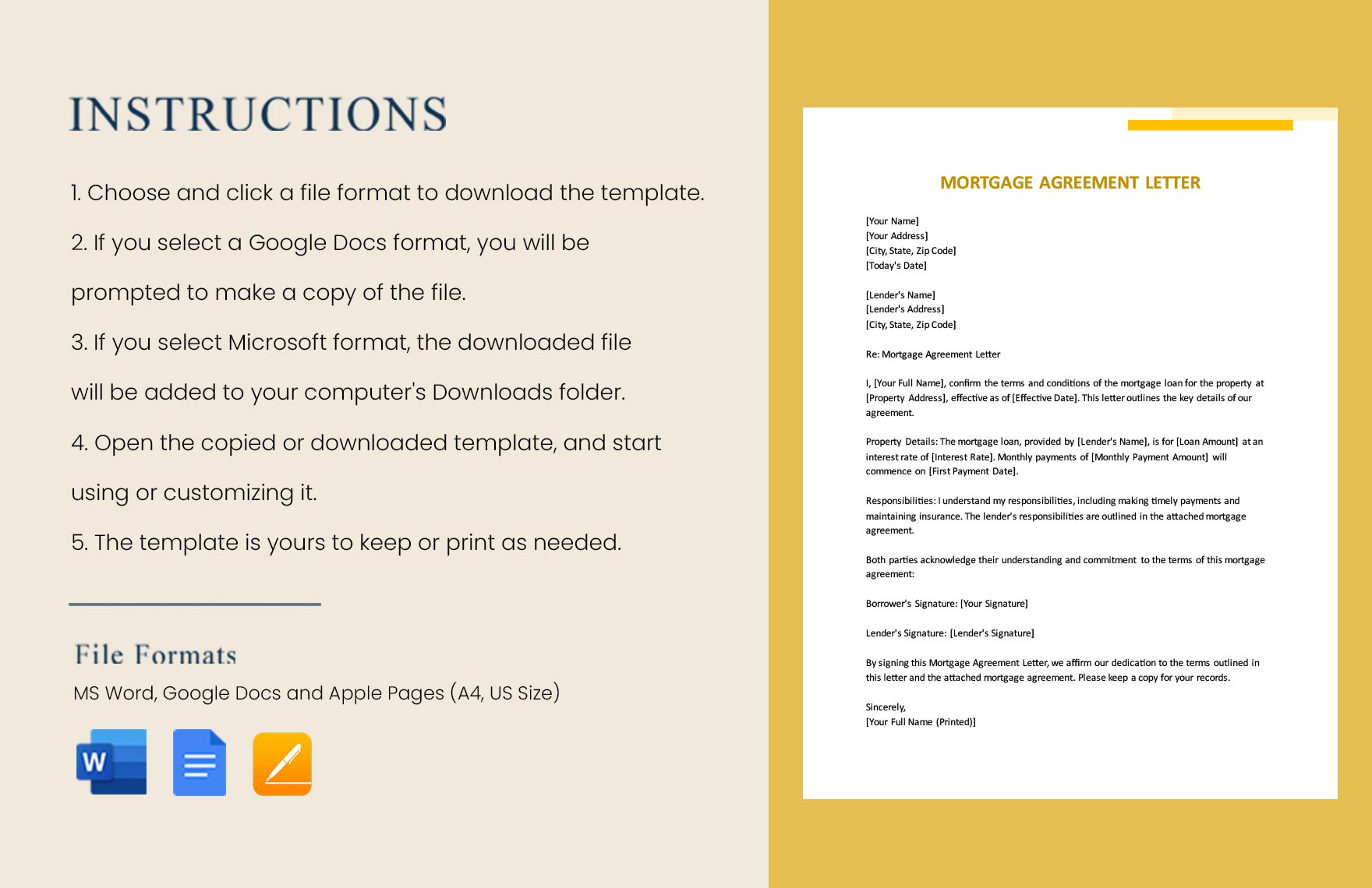 Mortgage Agreement Letter