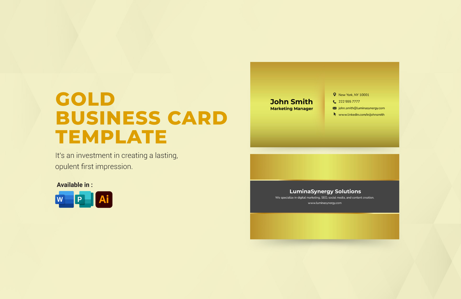 Gold Business Card Template In Illustrator Publisher Word Download