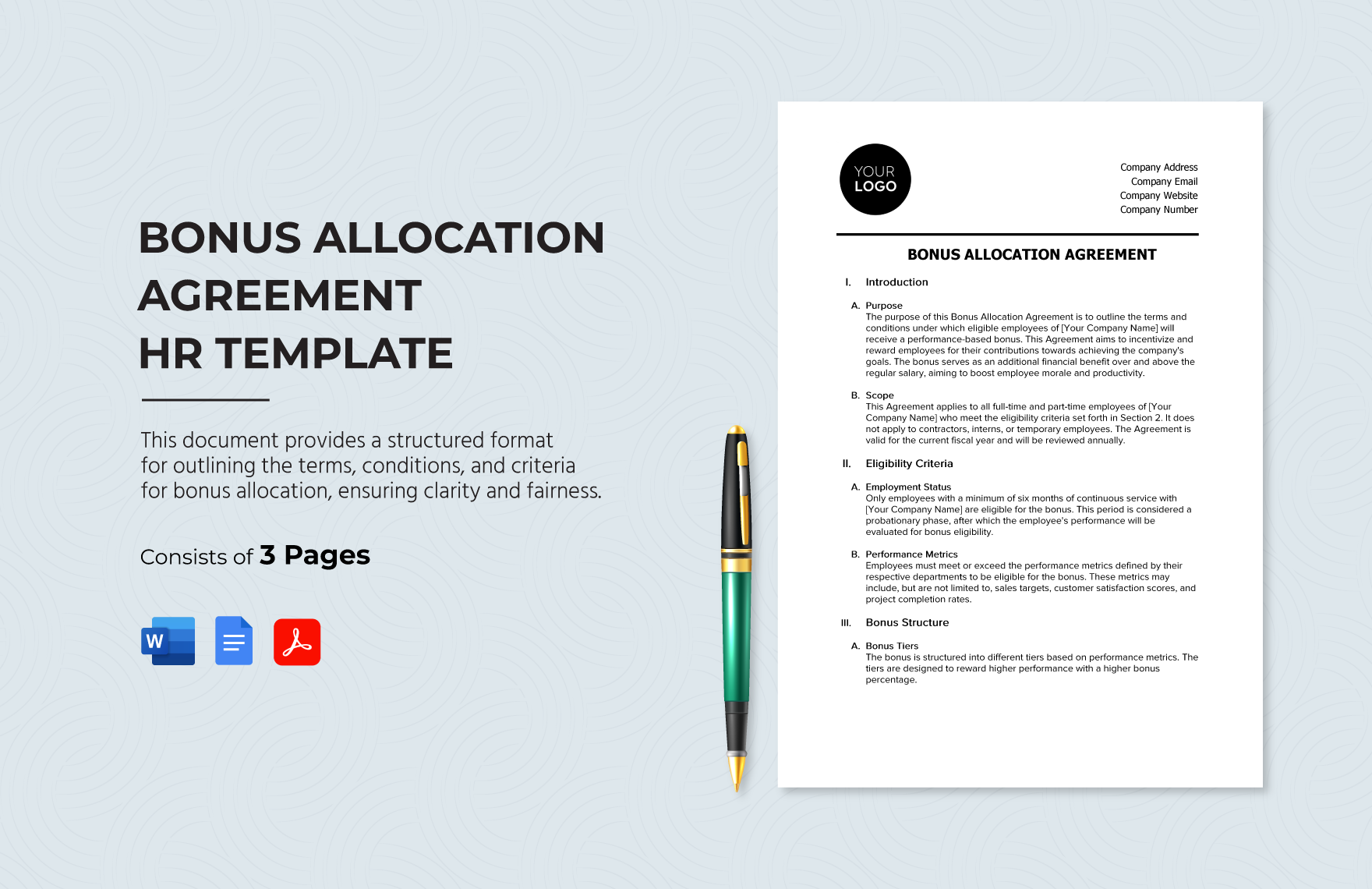 Bonus Allocation Agreement HR Template