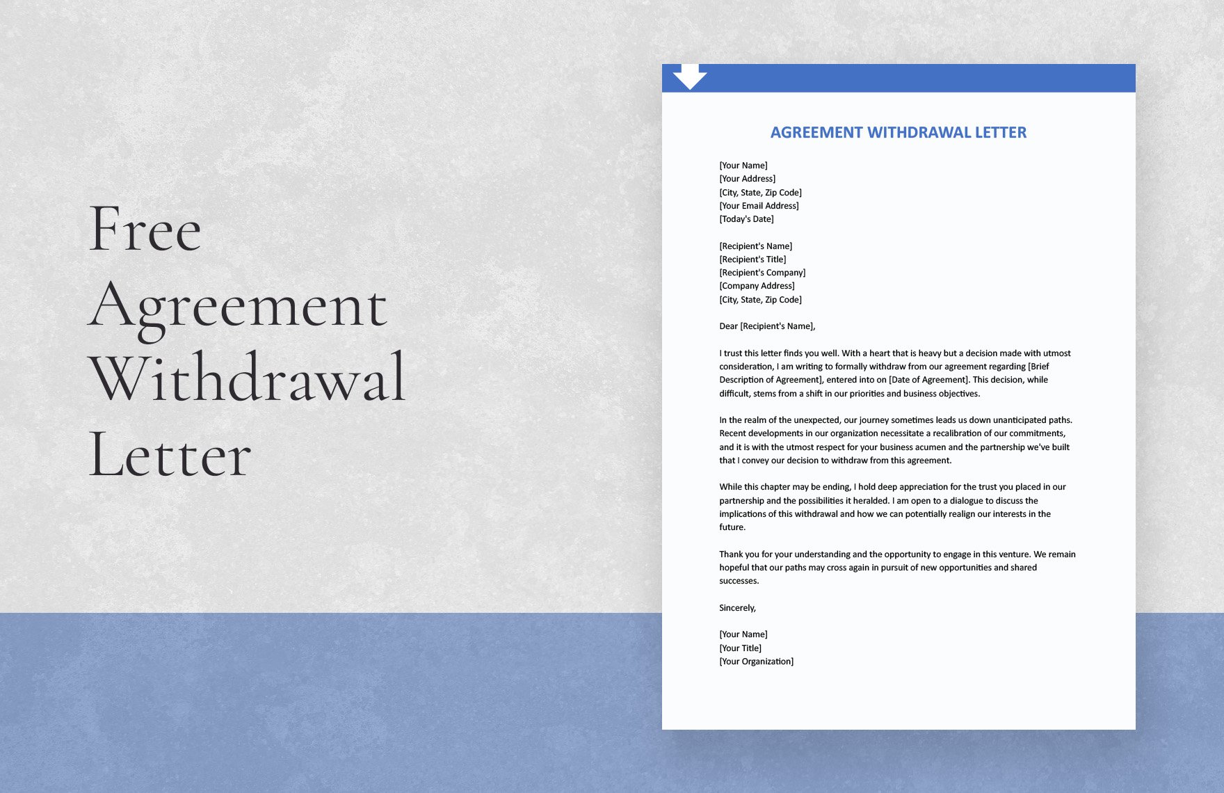 Agreement Withdrawal Letter