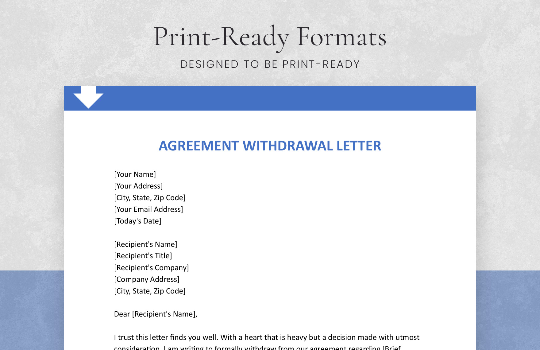 Agreement Withdrawal Letter