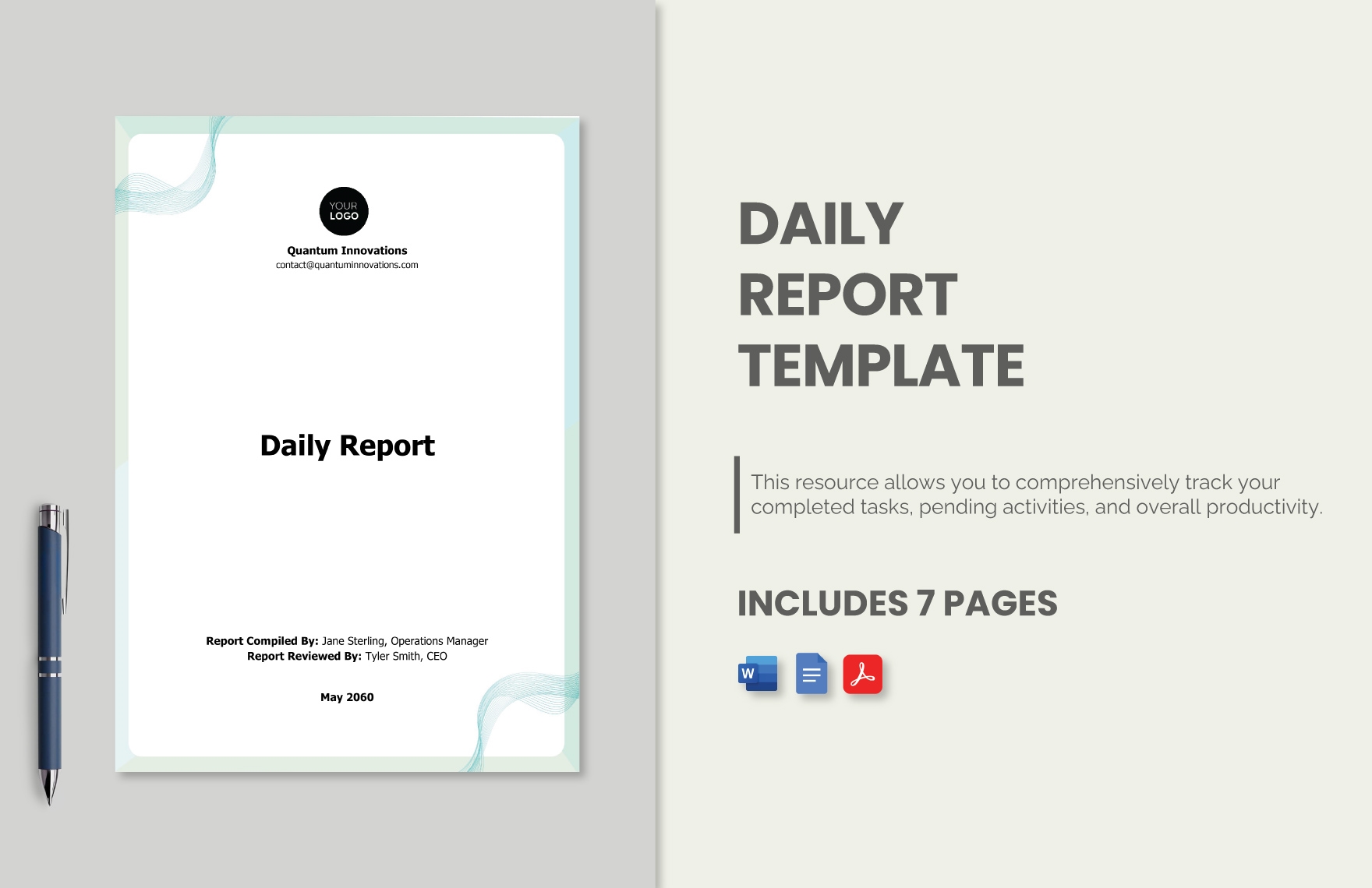 Daily Report Template - Download in Word, Google Docs, PDF, Apple Pages ...