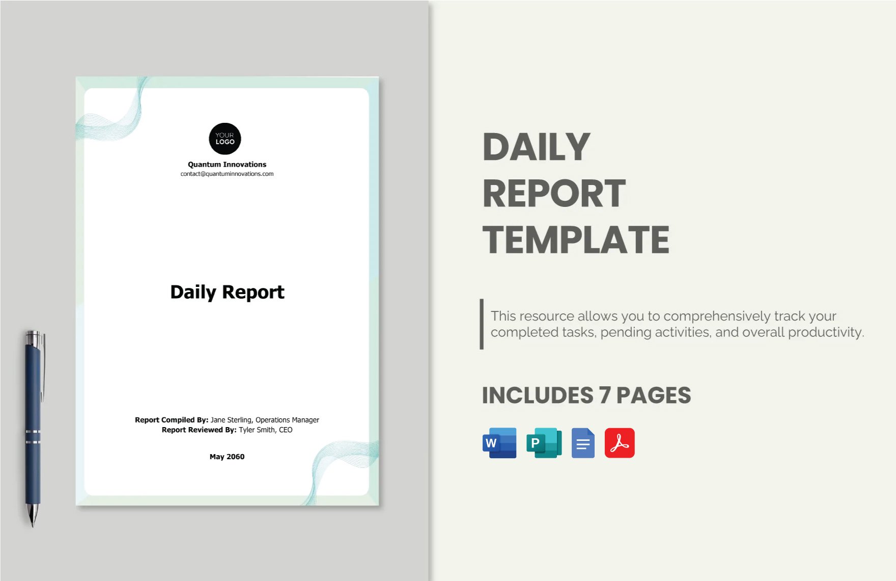 Daily Report Template in Word, Google Docs, PDF, Publisher