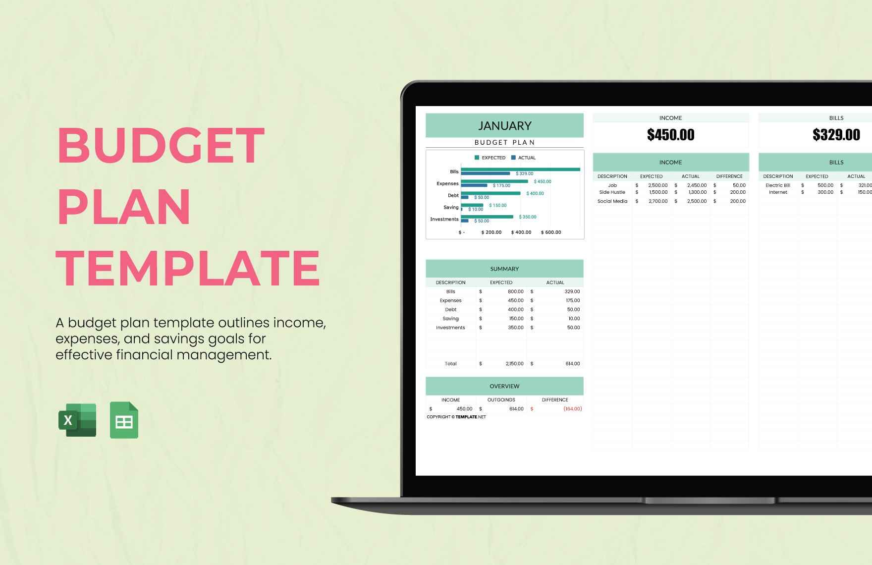 Budget Plan Template in Excel, Google Sheets