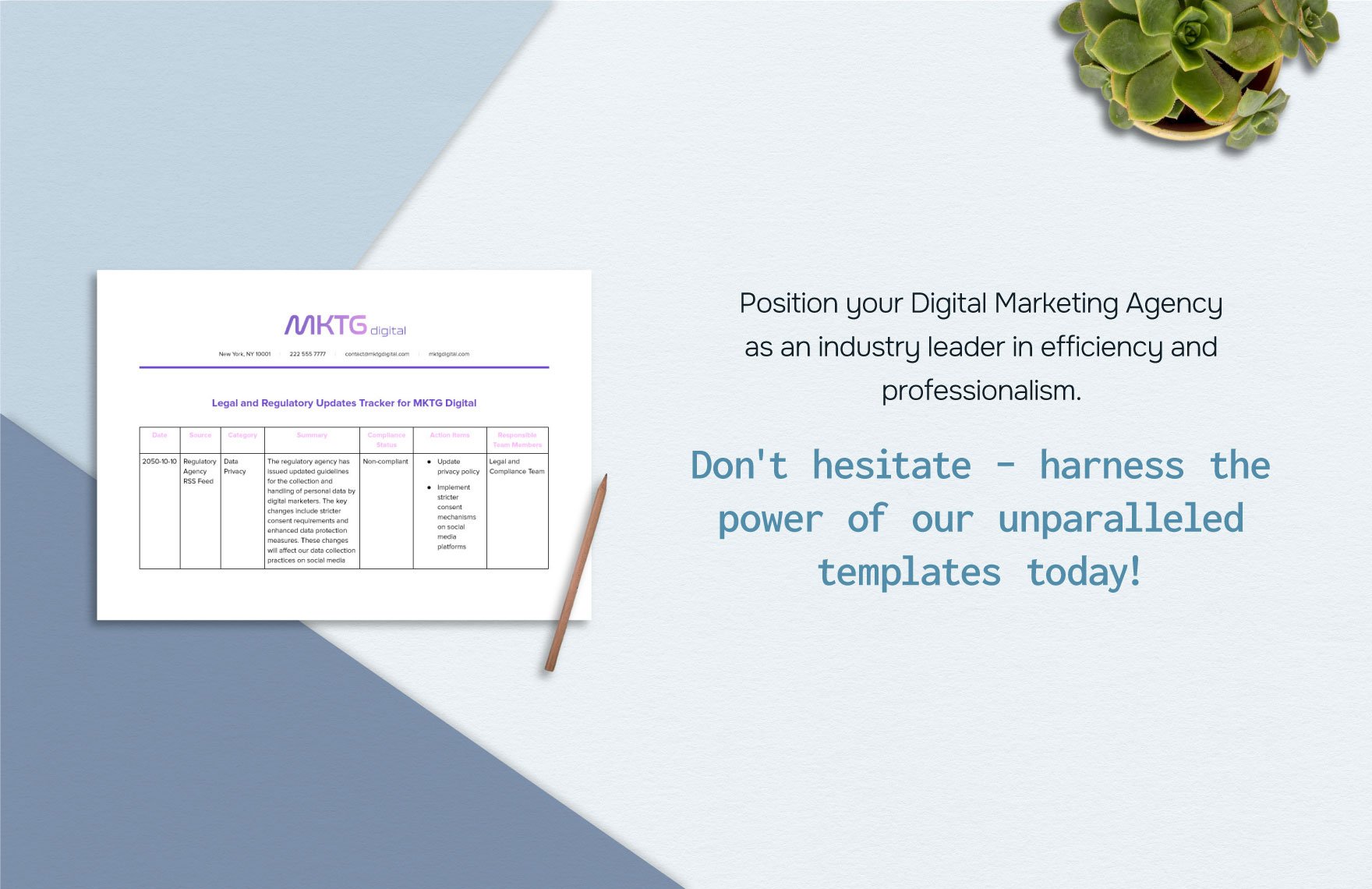 Digital Marketing Agency Legal and Regulatory Updates Tracker Template