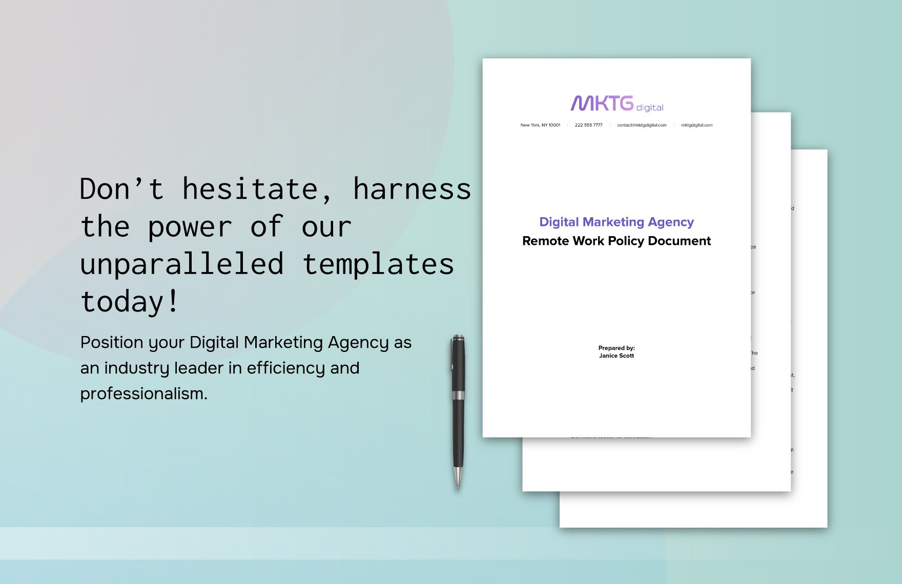 Digital Marketing Agency Remote Work Policy Document Template 