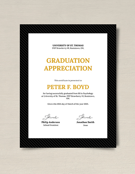 Graduation Appreciation Certificate Template - Google Docs, Word ...