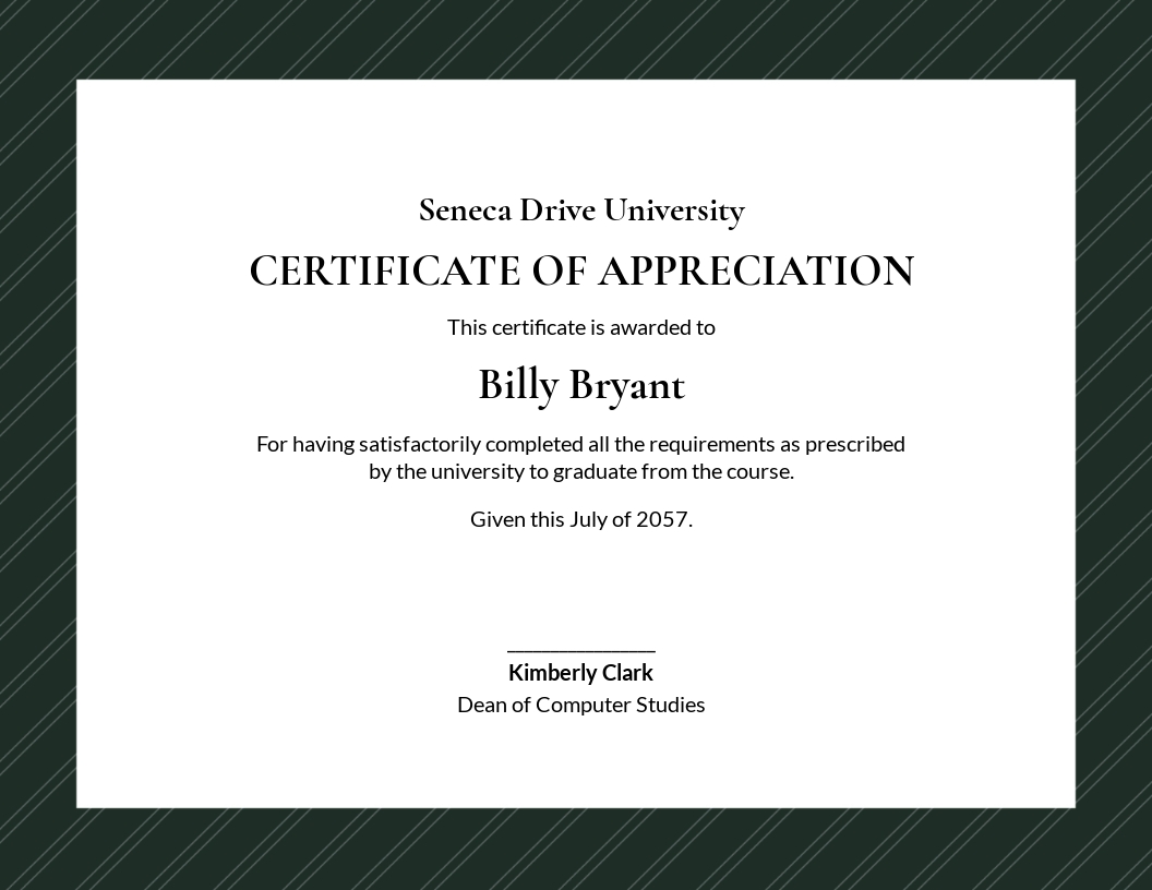 Graduation Appreciation Certificate Template - Google Docs, Word