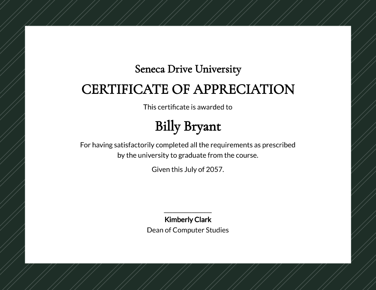 Graduation Appreciation Certificate Template