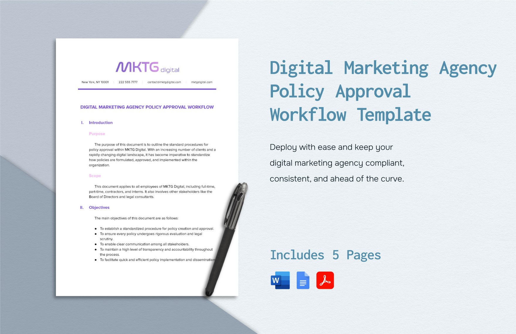 Digital Marketing Agency Policy Approval Workflow Template