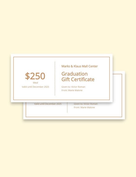 Graduation Gift Certificate Template - Google Docs, Illustrator, InDesign, Word, Apple Pages, PSD, Publisher