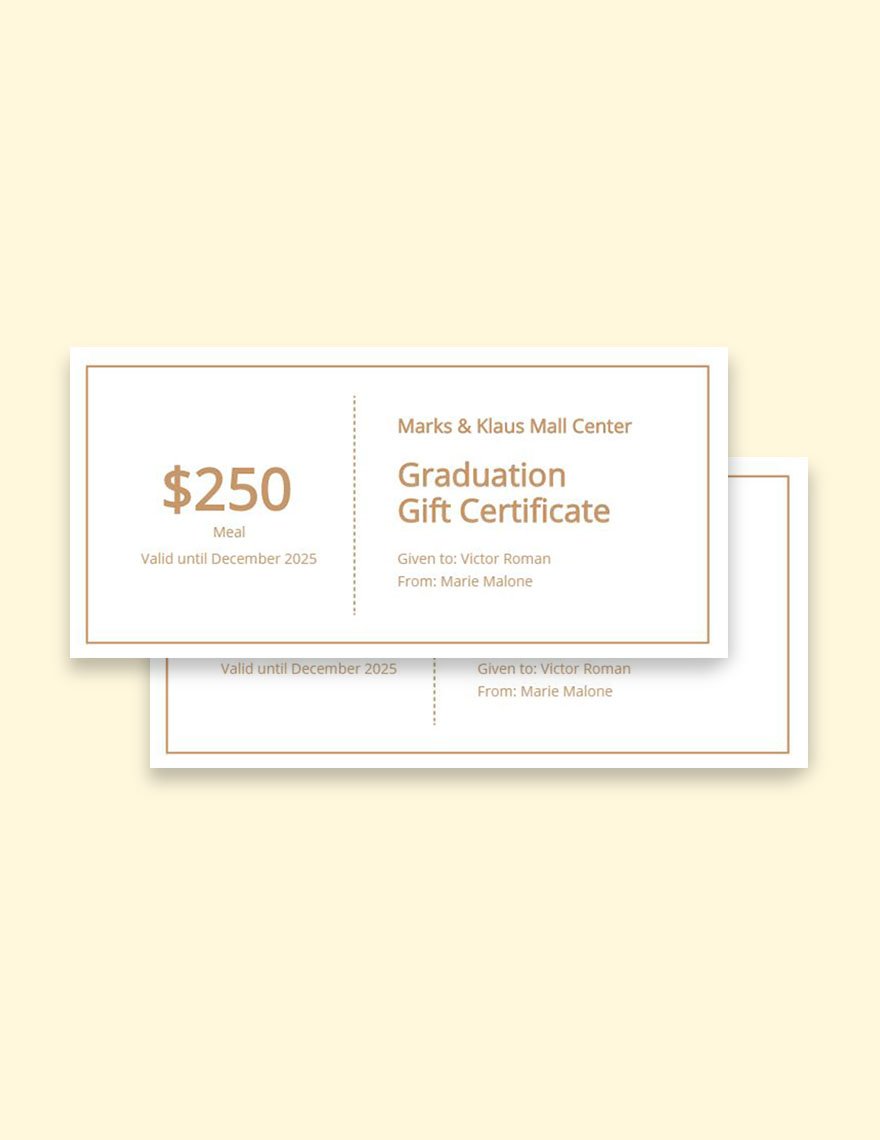 Graduation Gift Certificate Template