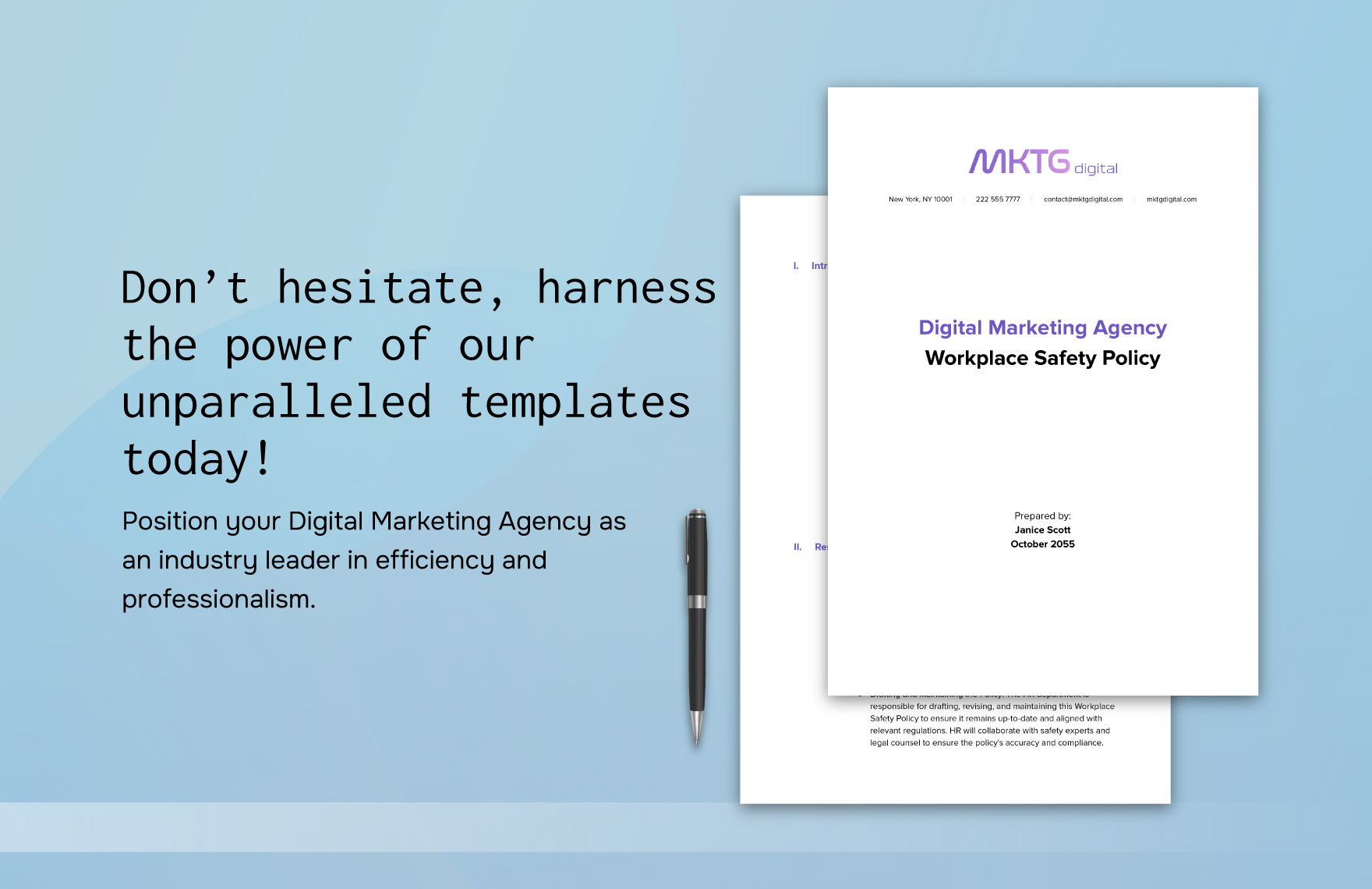 Digital Marketing Agency Workplace Safety Policy Template