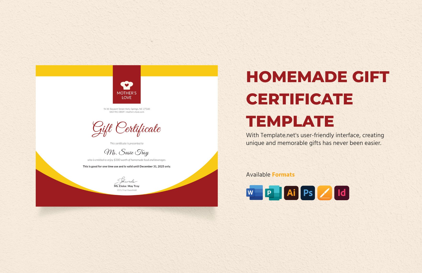 Homemade Gift Certificate Template in Word, Illustrator, PSD, Apple Pages, Publisher, InDesign
