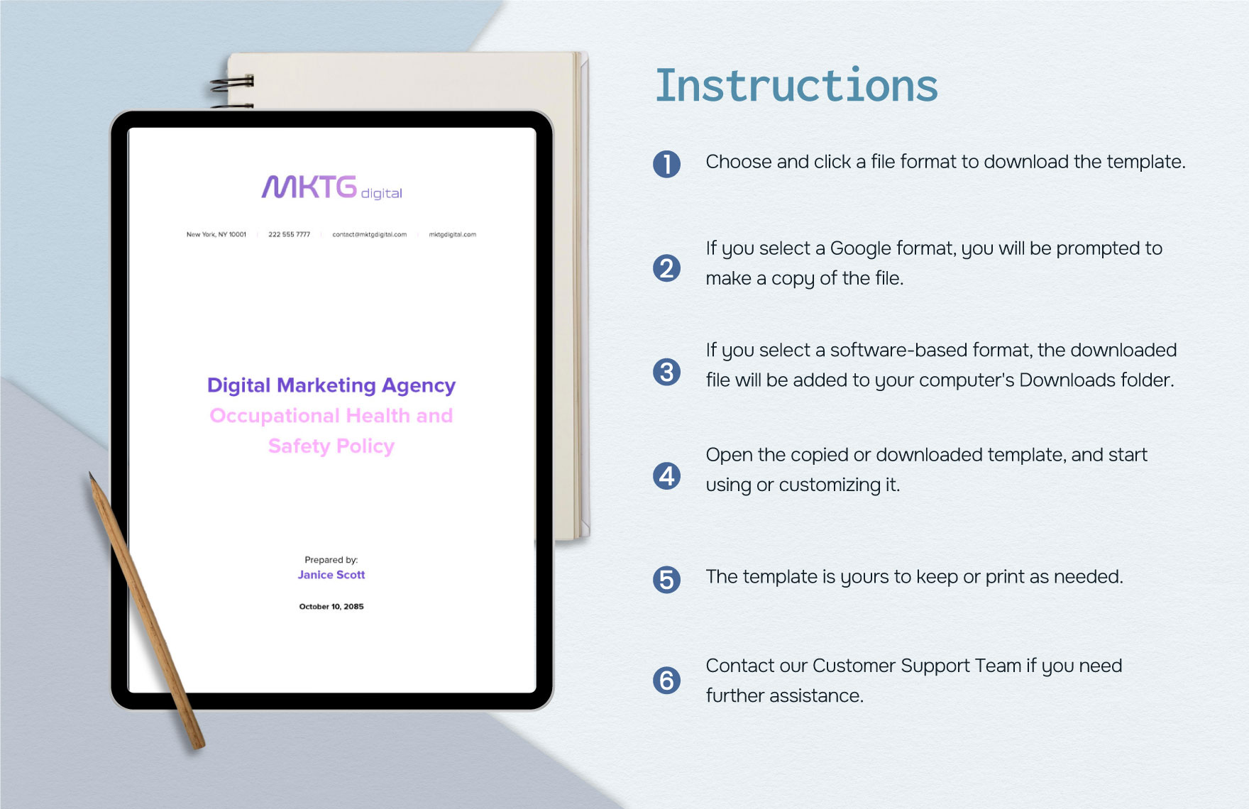 Digital Marketing Agency Occupational Health and Safety Policy Template