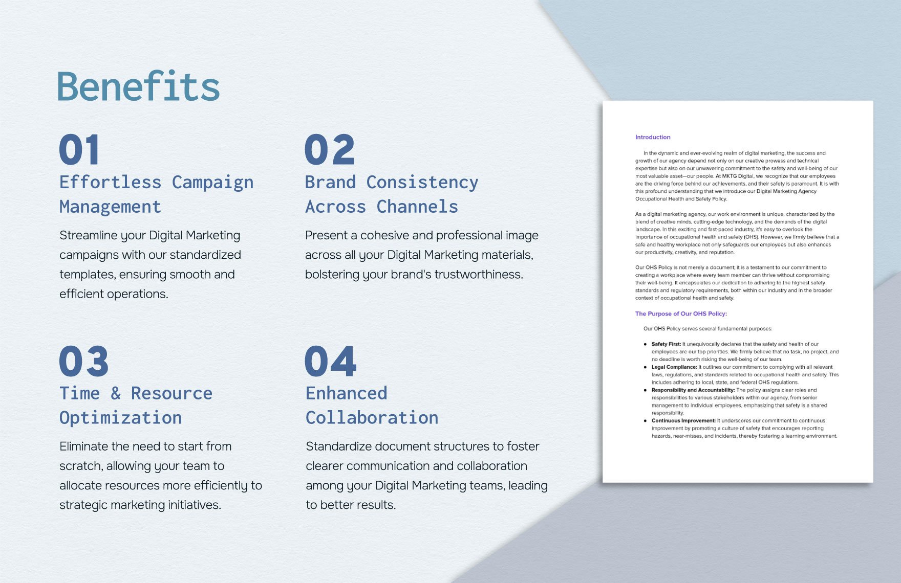 Digital Marketing Agency Occupational Health and Safety Policy Template