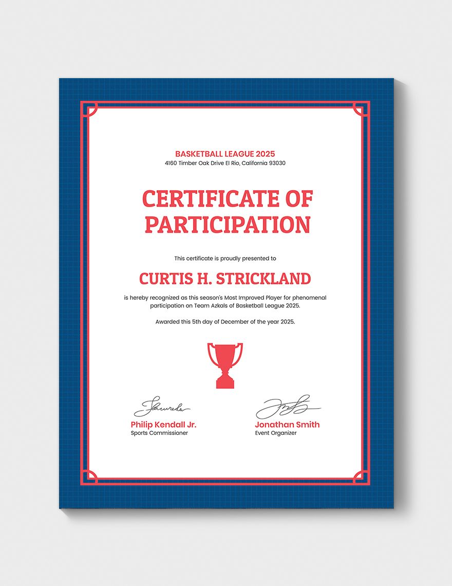 Free Improved Player Award Certificate Template