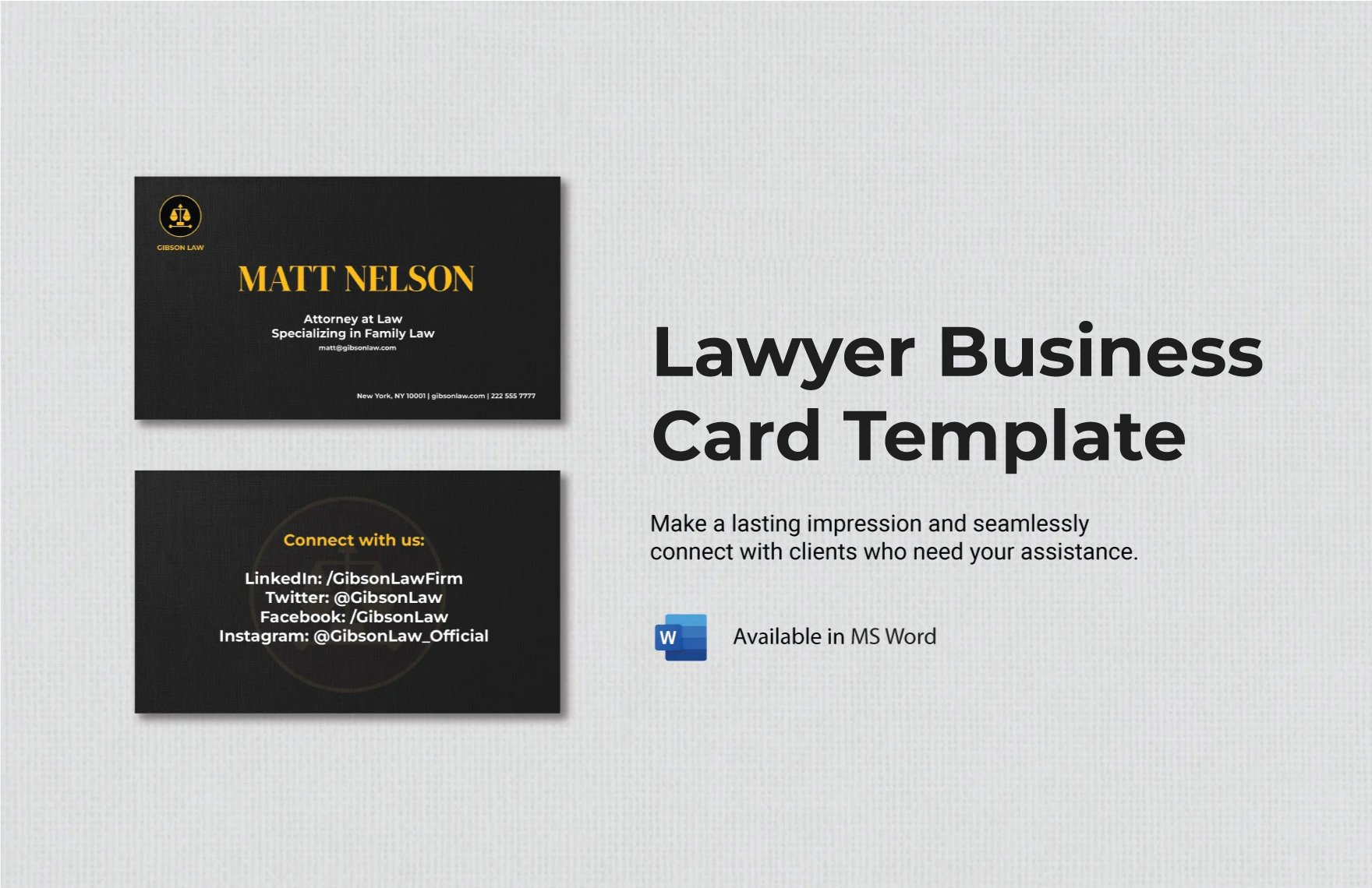 Free Lawyer Business Card Template in Word, PDF