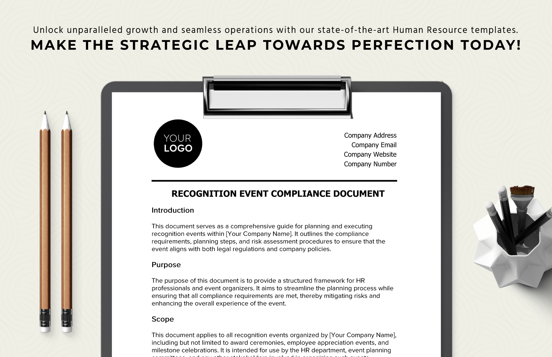 Recognition Event Compliance Document HR Template